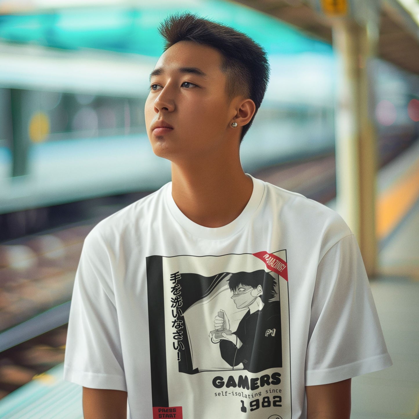 Gamers Self Isolating Since 1982 Manga T-Shirt Seven Squared