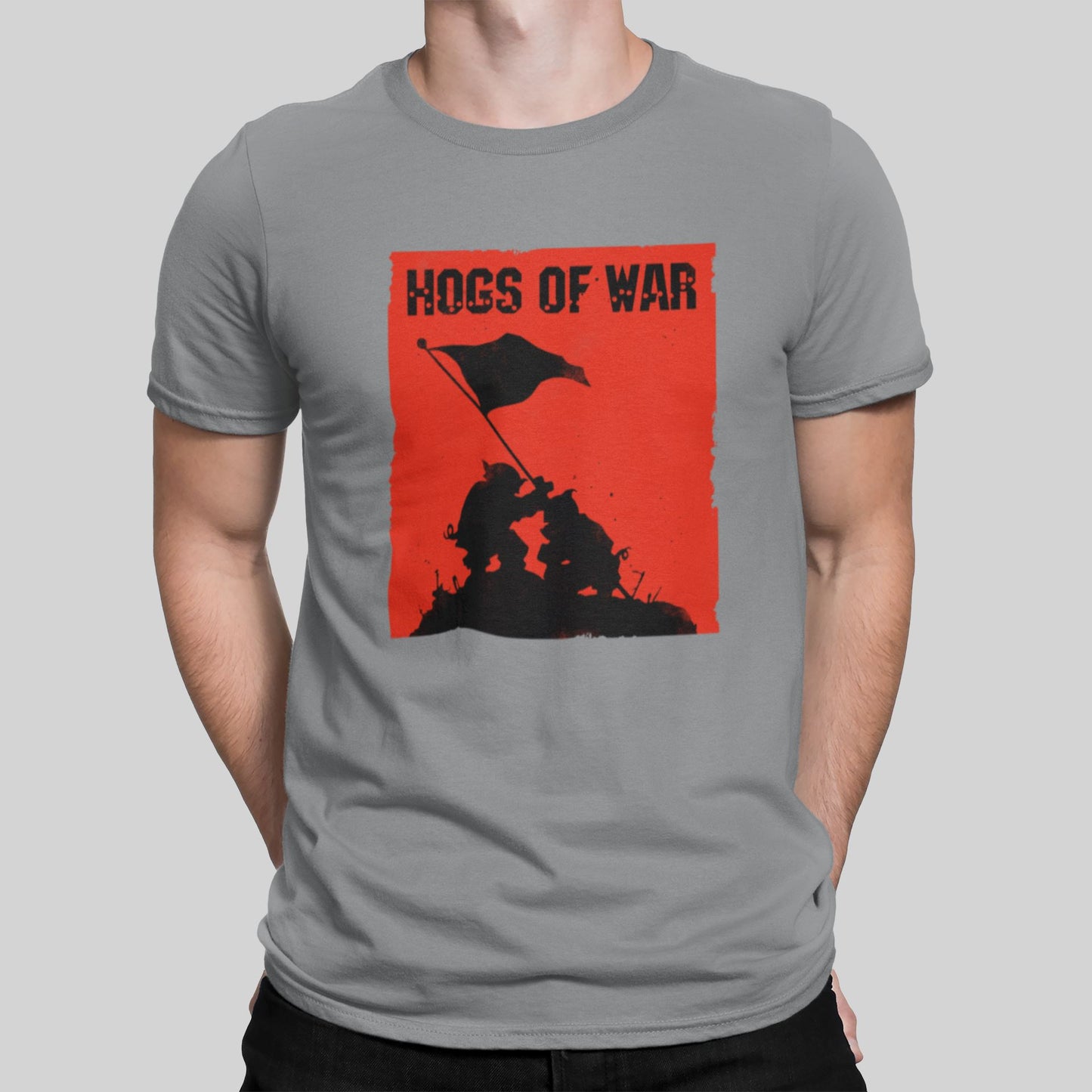 Hogs of War Raising The Flag Retro Gaming T-Shirt T-Shirt Seven Squared Small 34-36" Sport Grey