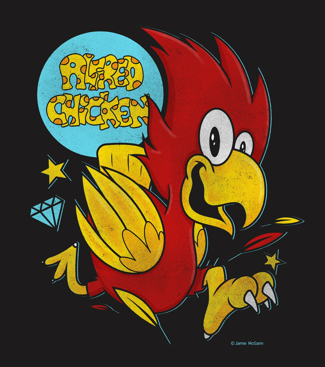 AN ALFRED CHICKEN OFFICIAL TEE SHIRT. PECK ON THAT!