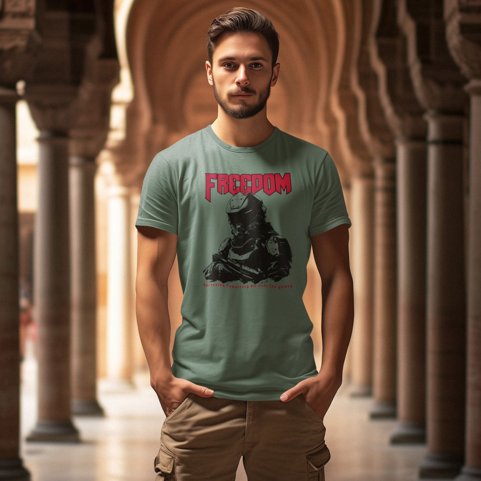 FREEDOM | Spreading Democracy Gamers T'Shirt (Copy) T-Shirt Seven Squared Small 34-36" Military Green 