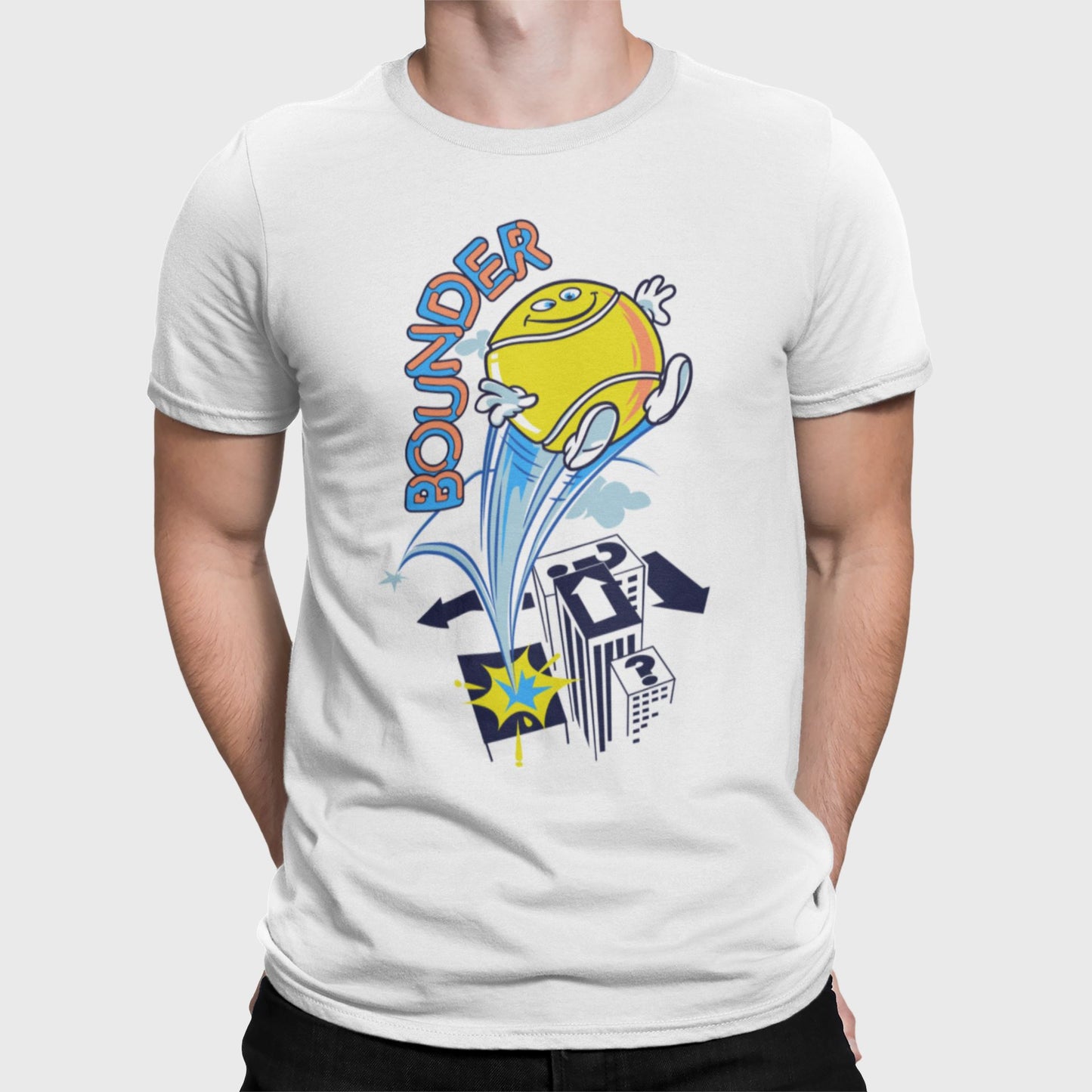 Bounder Retro Gaming T-Shirt T-Shirt Seven Squared Small 34-36" White 