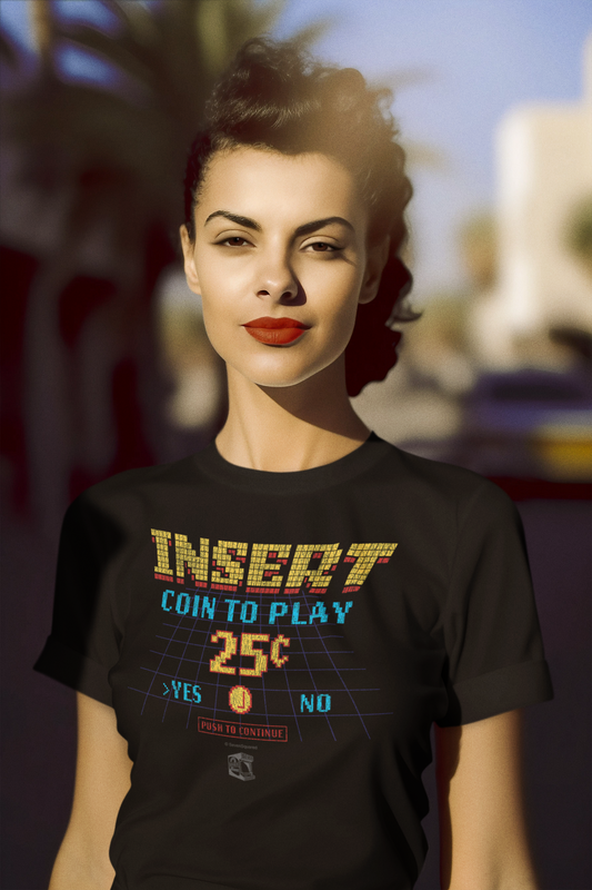 Insert Coin To Play - Push to Continue - Retro Gamer T'Shirt