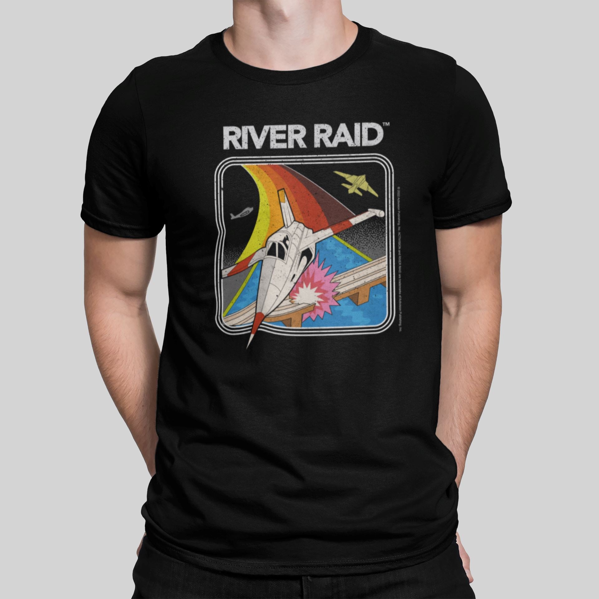 River Raid Retro Gaming T-Shirt T-Shirt Seven Squared Small 34-36" Black 