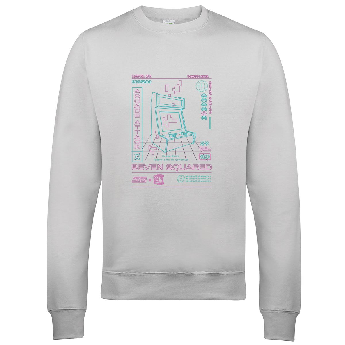 Arcade Attack Retro Gaming Sweatshirt Sweatshirt Seven Squared Small Ash 