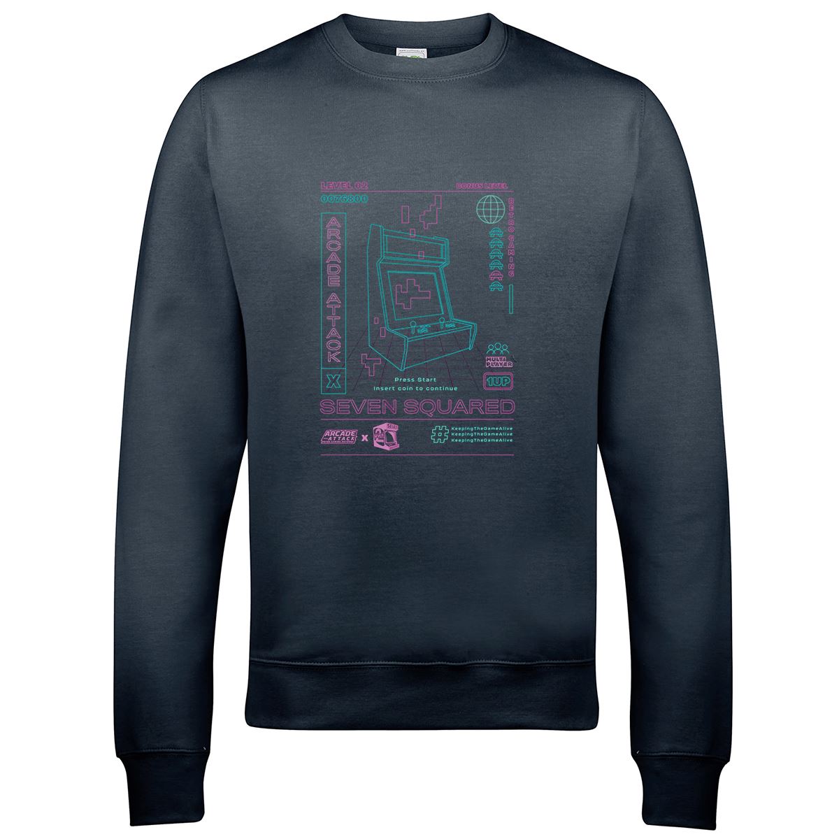 Arcade Attack Retro Gaming Sweatshirt Sweatshirt Seven Squared Small Storm Grey 