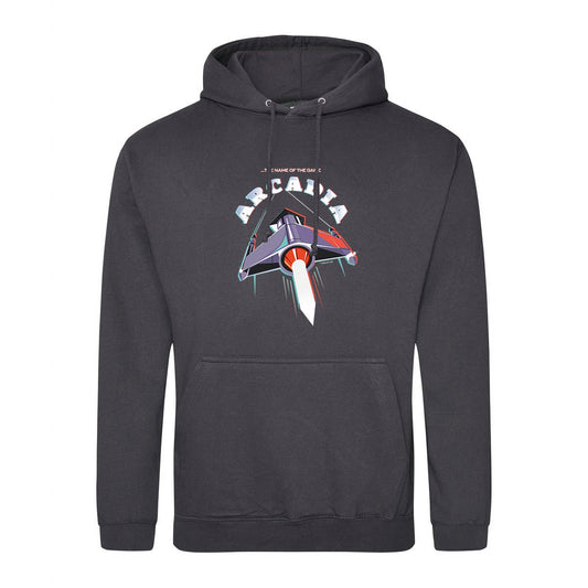 Arcadia Retro Gaming Hoodie Hoodie Seven Squared Small 36" Chest Storm Grey 