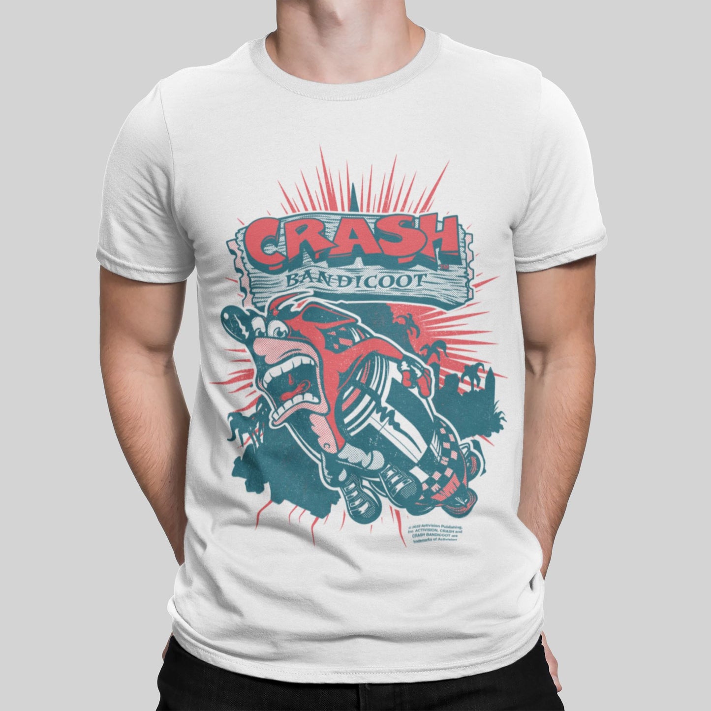 Crash Bandicoot Retro Gaming T-Shirt T-Shirt Seven Squared Small 34-36" White 