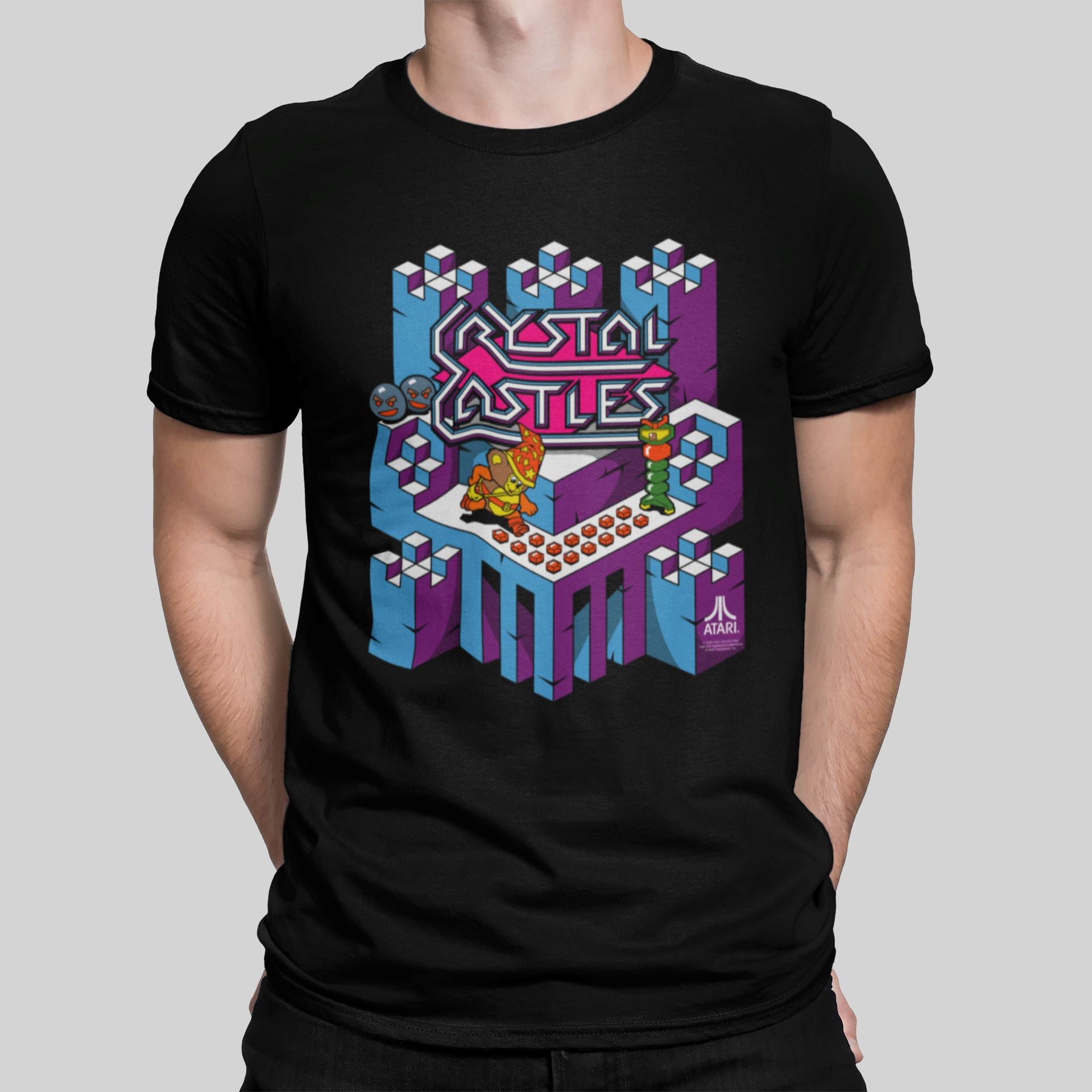 Atari Crystal Castles Retro Gaming T-Shirt T-Shirt Seven Squared Small 34-36" Black 