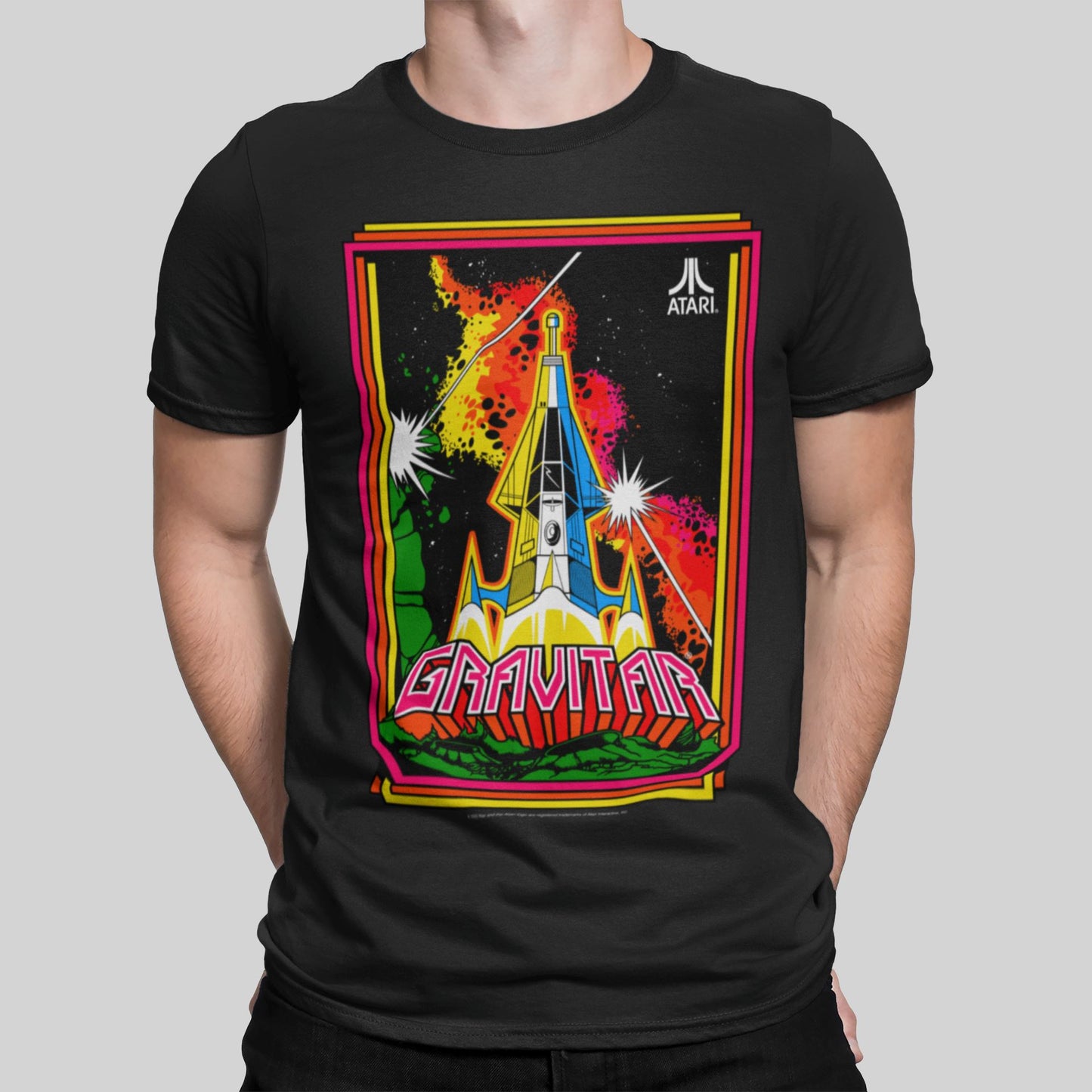 Atari Gravitar Retro Gaming T-Shirt T-Shirt Seven Squared Small 34-36" Black 