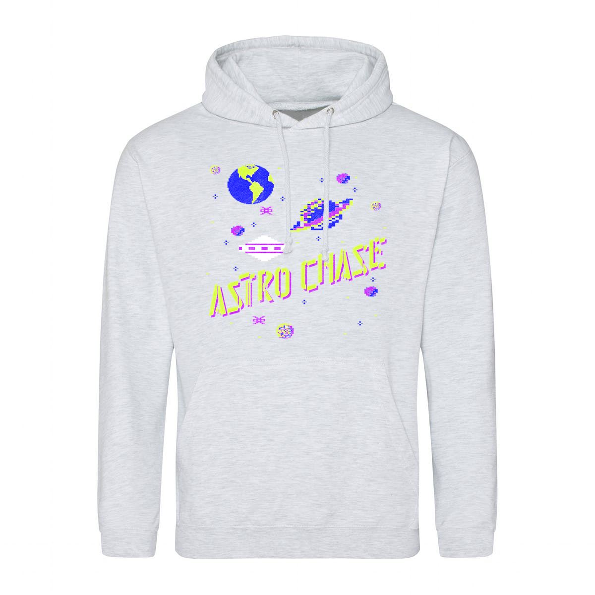 Astro Chase Retro Gaming Hoodie Hoodie Seven Squared Small 36" Chest Ash 