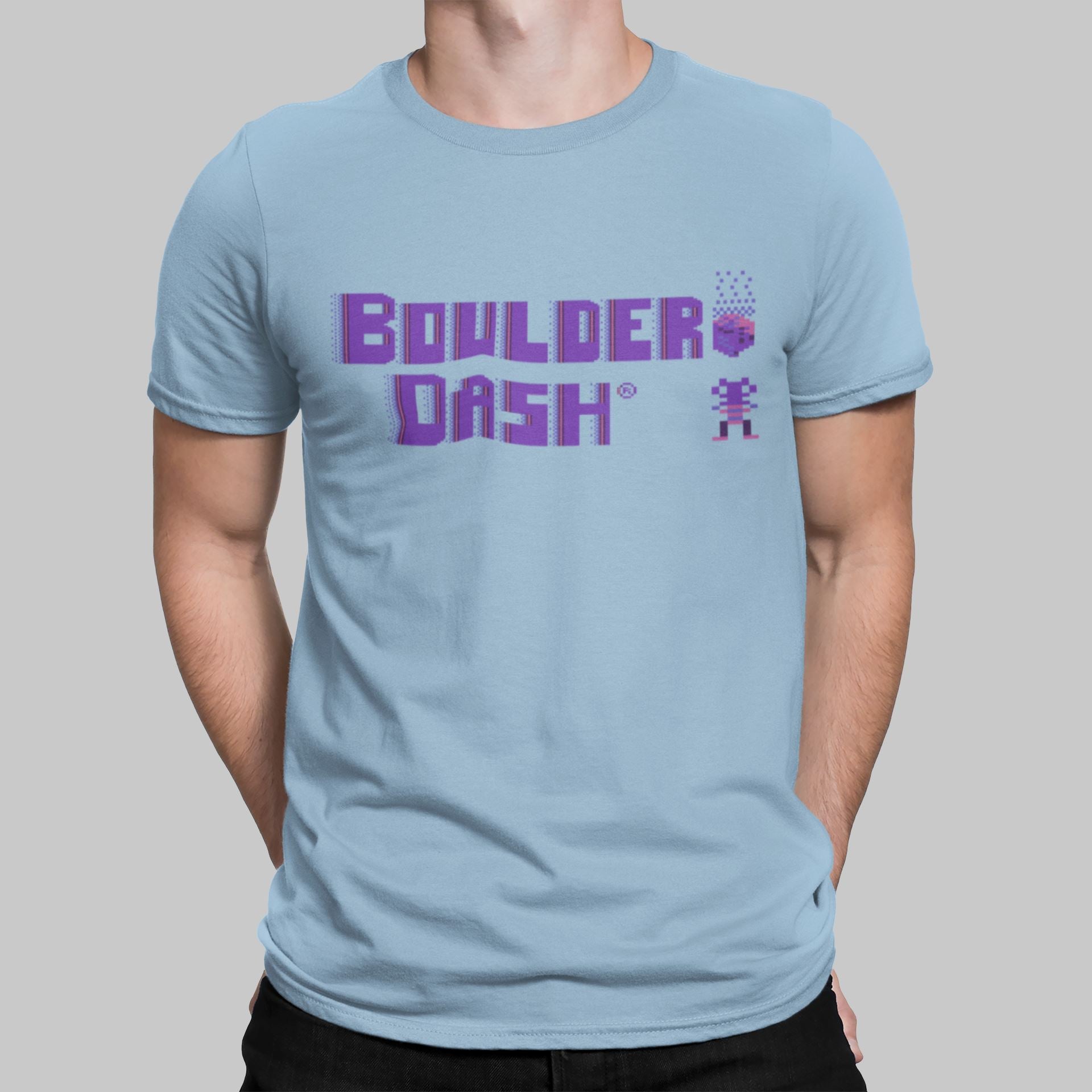 Boulder Dash Retro Gaming T-Shirt T-Shirt Seven Squared Small 34-36" Light Blue 