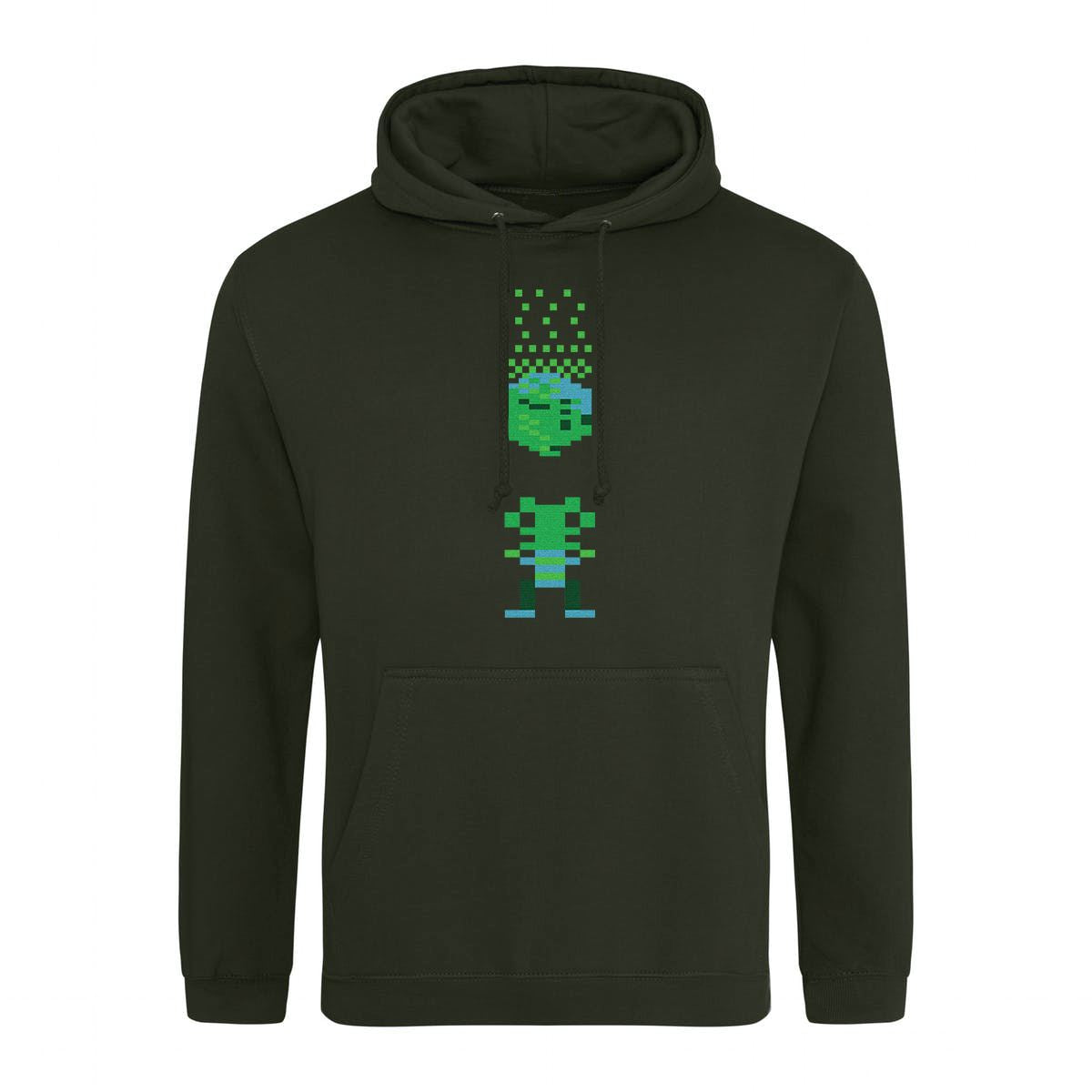 Boulderdash Retro Gaming Hoodie Hoodie Seven Squared Small 36" Chest Combat Green 