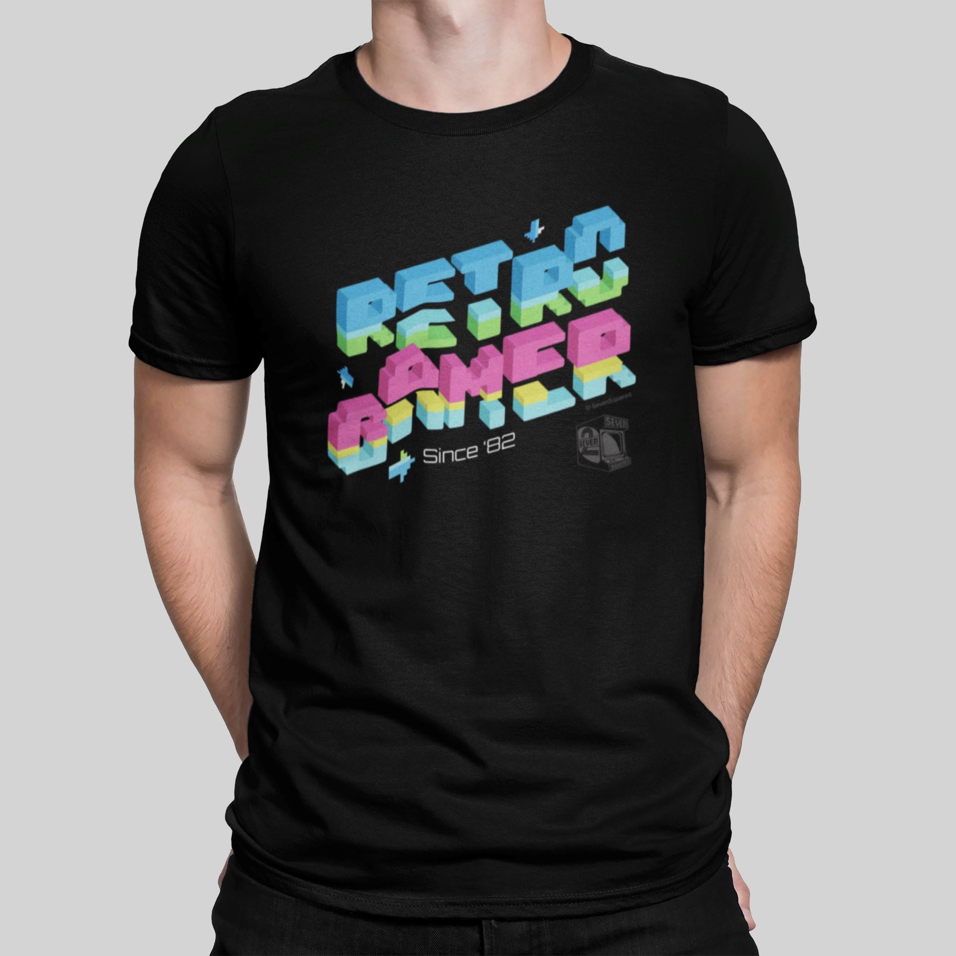 Retro Gamer Since '82 T-Shirt T-Shirt Seven Squared Small 34-36" Black 