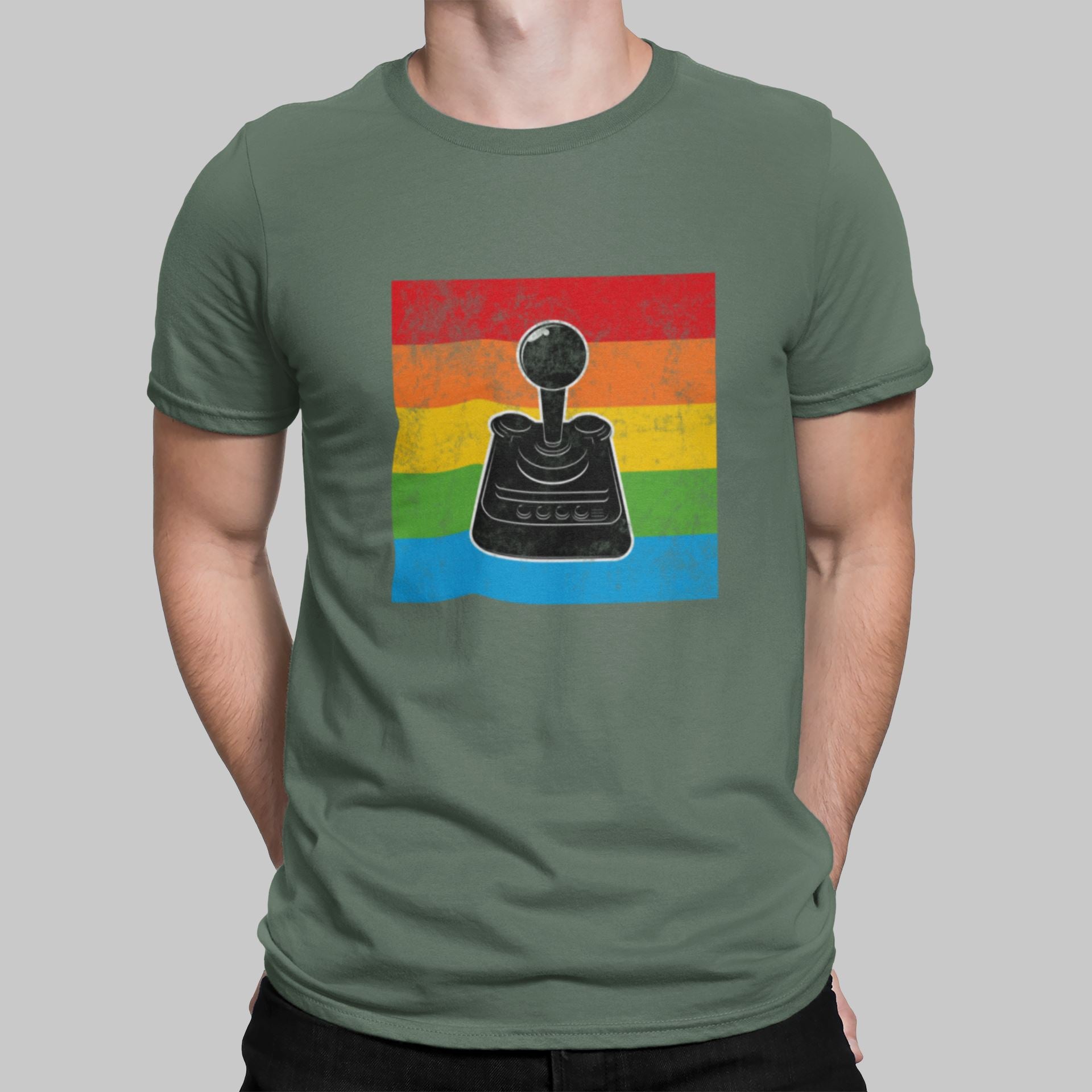 The C64 Iconic Joystick Retro Gaming T-Shirt T-Shirt Seven Squared Small 34-36" Military Green 