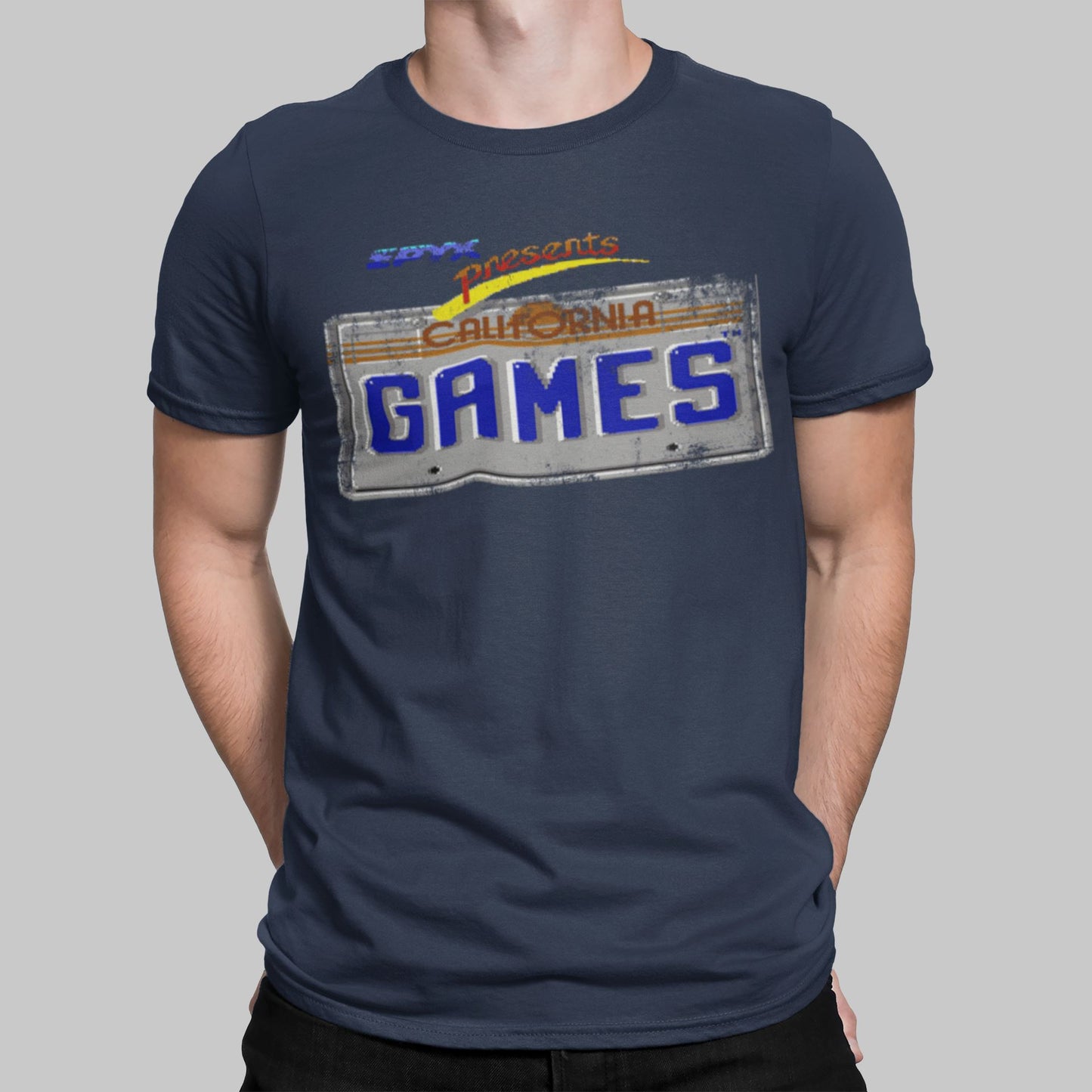 California Games Plate Retro Gaming T-Shirt T-Shirt Seven Squared Small 34-36" Navy 