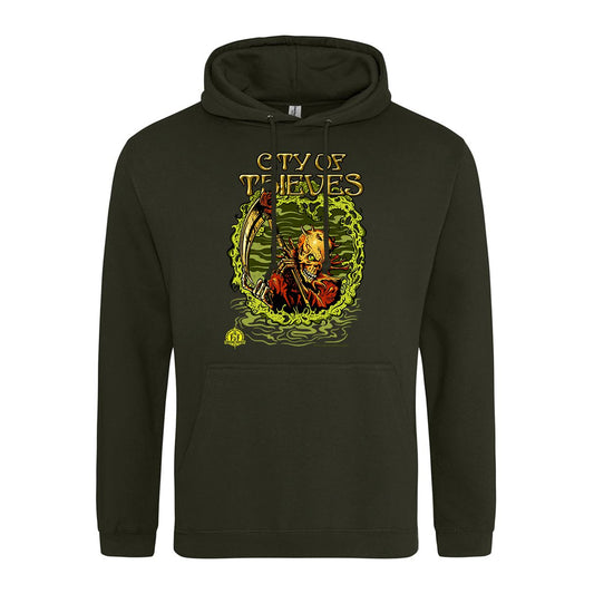 Fighting Fantasy City of Thieves Retro Gaming Hoodie Hoodie Seven Squared Small 36" Chest Combat Green 