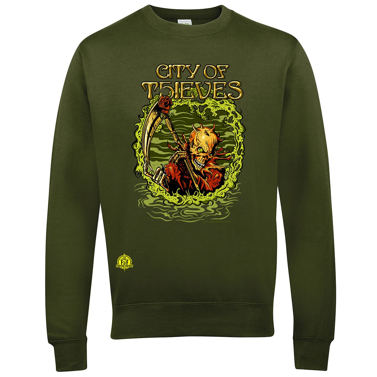 Fighting Fantasy City Of Thieves | Retro Gaming Sweatshirt Sweatshirt Seven Squared Small Olive Green 