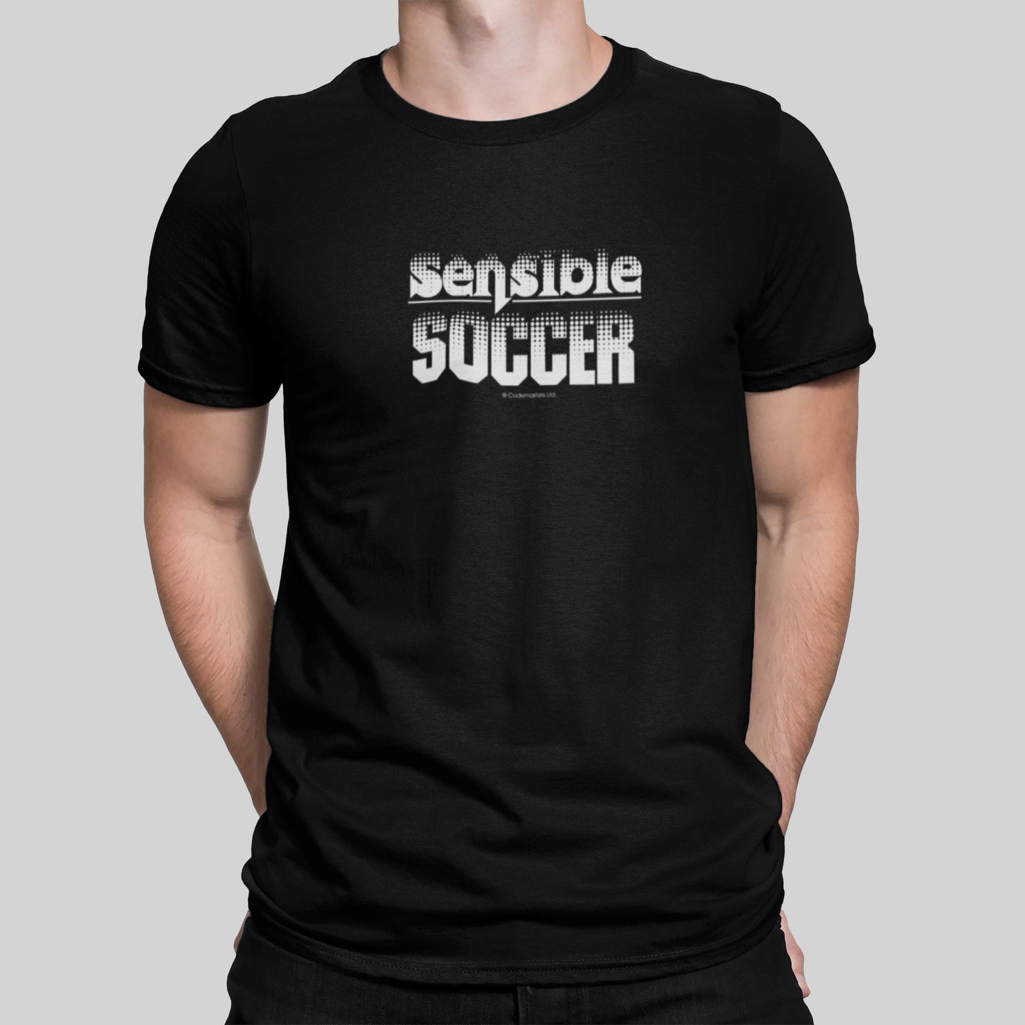 Sensible Soccer Logo Retro Gaming T-Shirt (SIOW Edition) T-Shirt SEVEN SQUARED Small 34-36" Black 