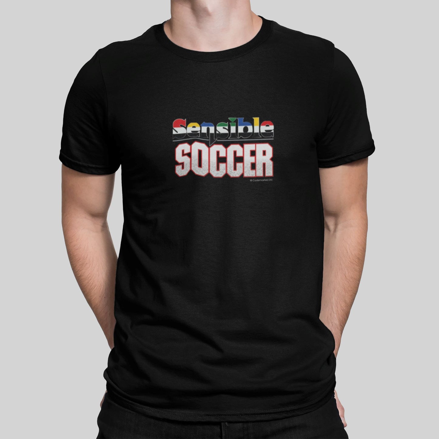 Sensible Soccer Coloured Logo Retro Gaming T-Shirt (SIOW Edition) T-Shirt Seven Squared Small 34-36" Black 