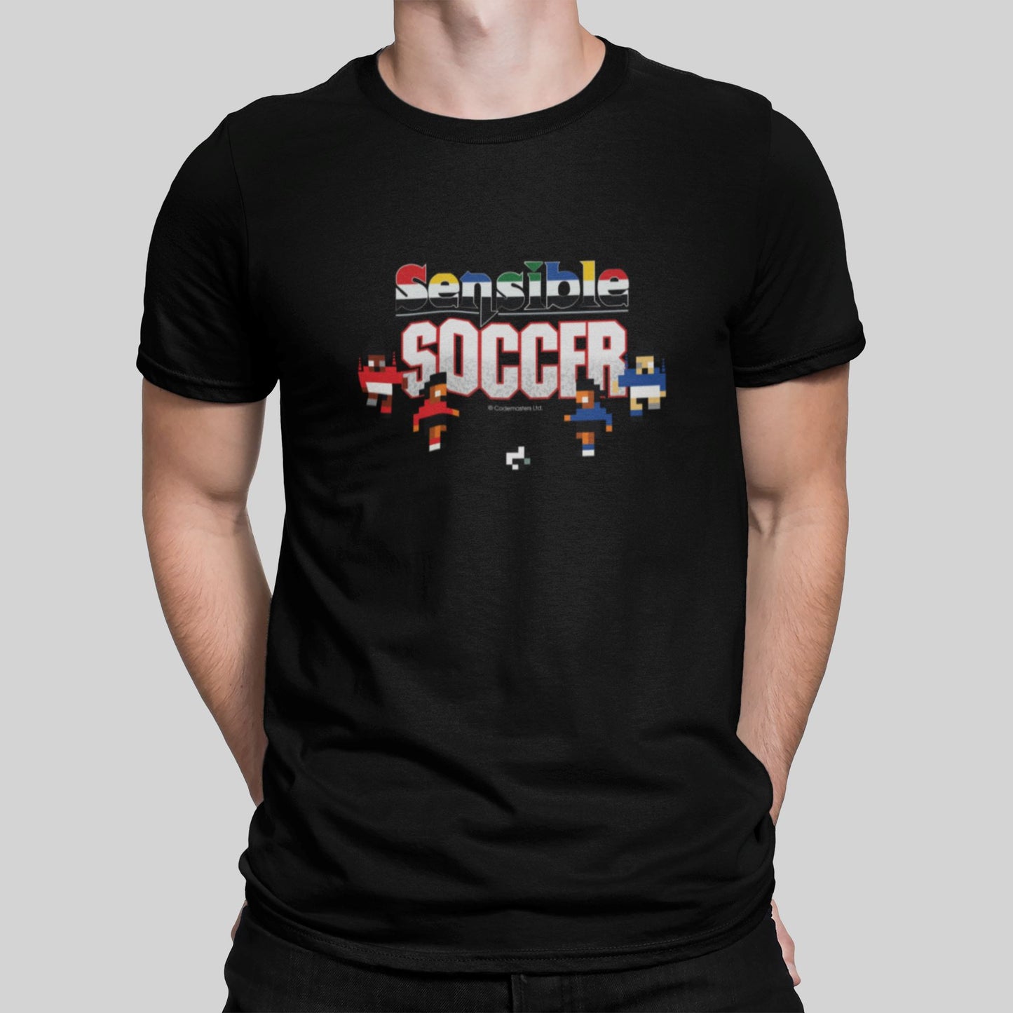 Sensible Soccer Coloured Logo Match Play Retro Gaming T-Shirt (SIOW Edition) T-Shirt Seven Squared Small 34-36" Black 