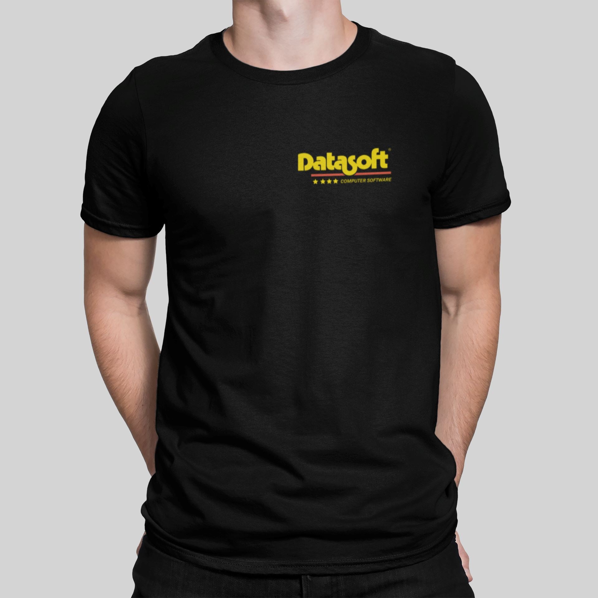 Datasoft Pocket Logo Retro Gaming T-Shirt T-Shirt Seven Squared Small 34-36" Black 
