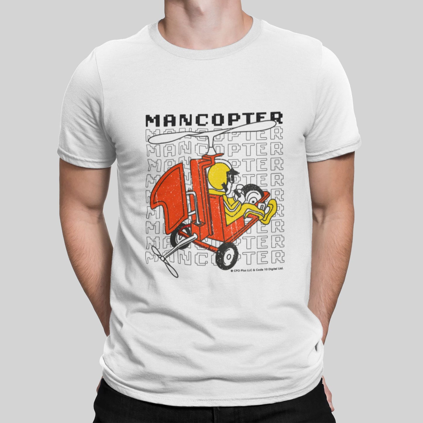 Mancopter Retro Gaming T-Shirt T-Shirt Seven Squared Small 34-36" White 