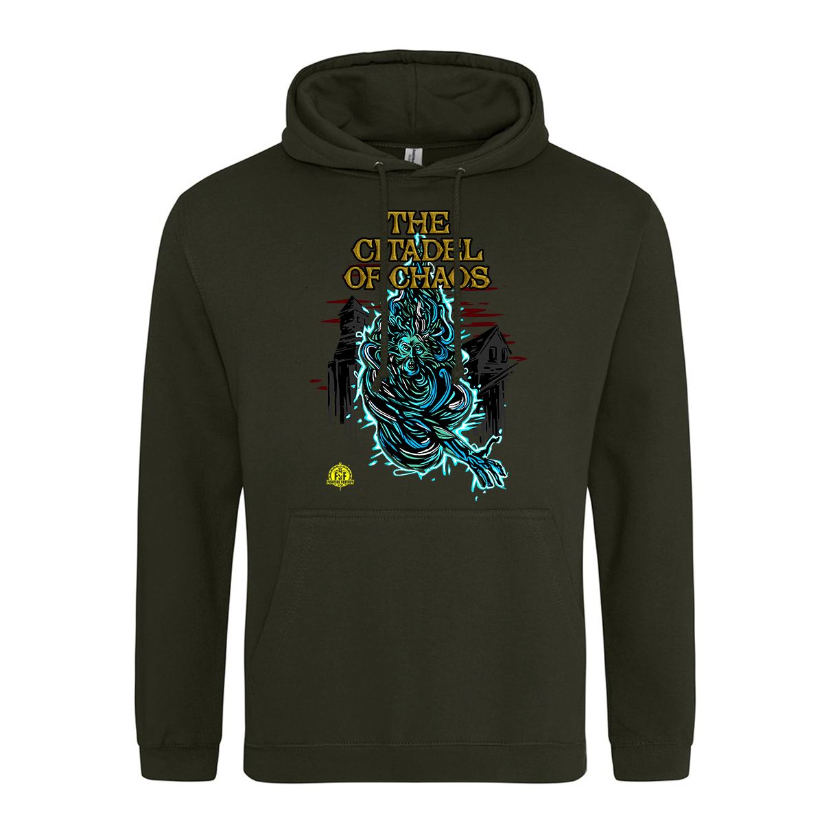 Fighting Fantasy Citadel of Chaos Retro Gaming Hoodie Hoodie Seven Squared Small 36" Chest Combat Green 