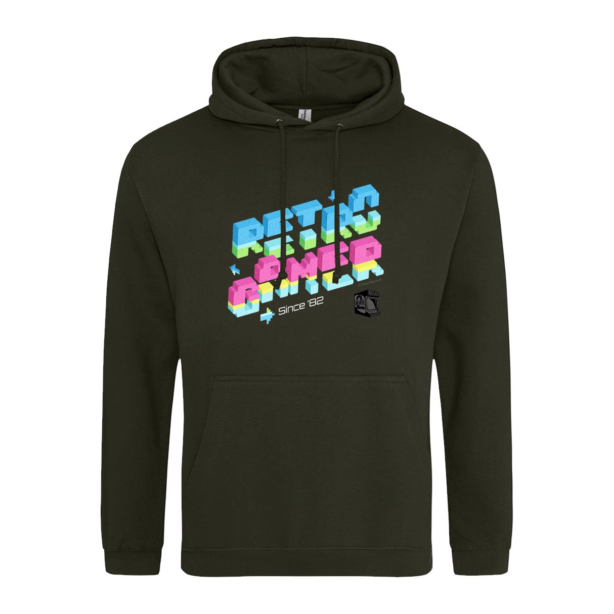 Retro Gamer Since '82 Hoodie Hoodie Seven Squared Small 36" Chest Combat Green 