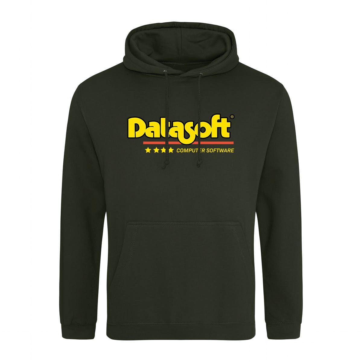 Datasoft Logo Retro Gaming Hoodie Hoodie Seven Squared Small 36" Chest Combat Green 