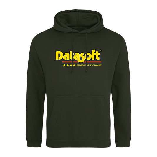 Datasoft Logo Retro Gaming Hoodie Hoodie Seven Squared Small 36" Chest Combat Green 