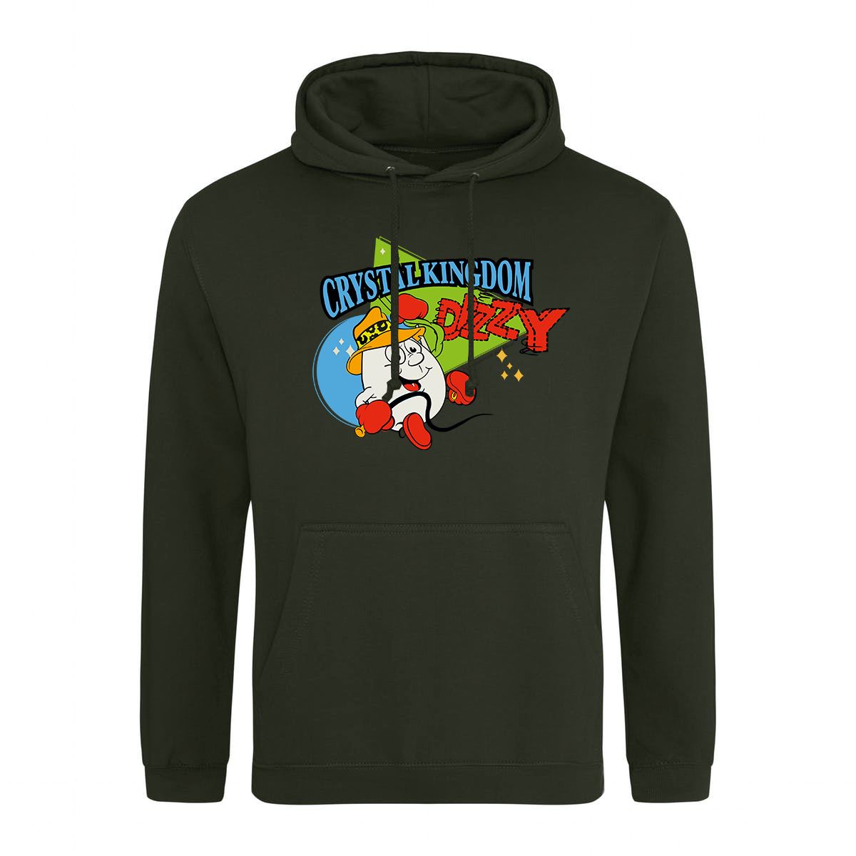 Dizzy Crystal Kingdom (SIOW Edition) Retro Gaming Hoodie Hoodie Seven Squared Small 36" Chest Combat Green 