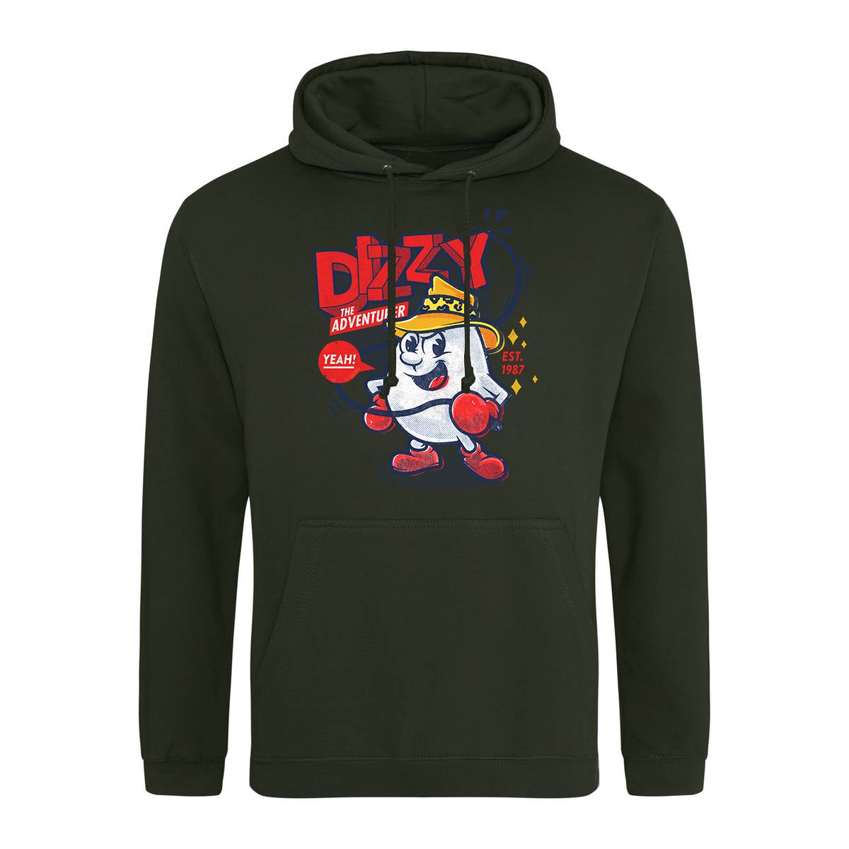 Dizzy The Adventurer (SIOW Edition) Retro Gaming Hoodie Hoodie Seven Squared Small 36" Chest Combat Green 
