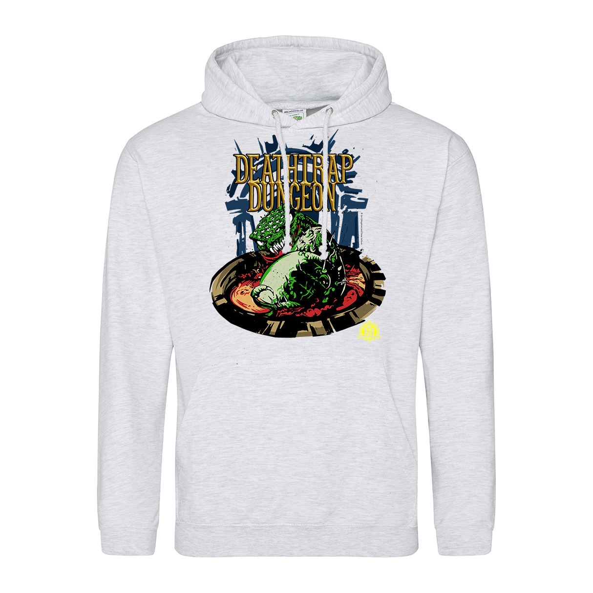 Fighting Fantasy Deathtrap Dungeon Retro Gaming Hoodie Hoodie Seven Squared Small 36" Chest Ash 