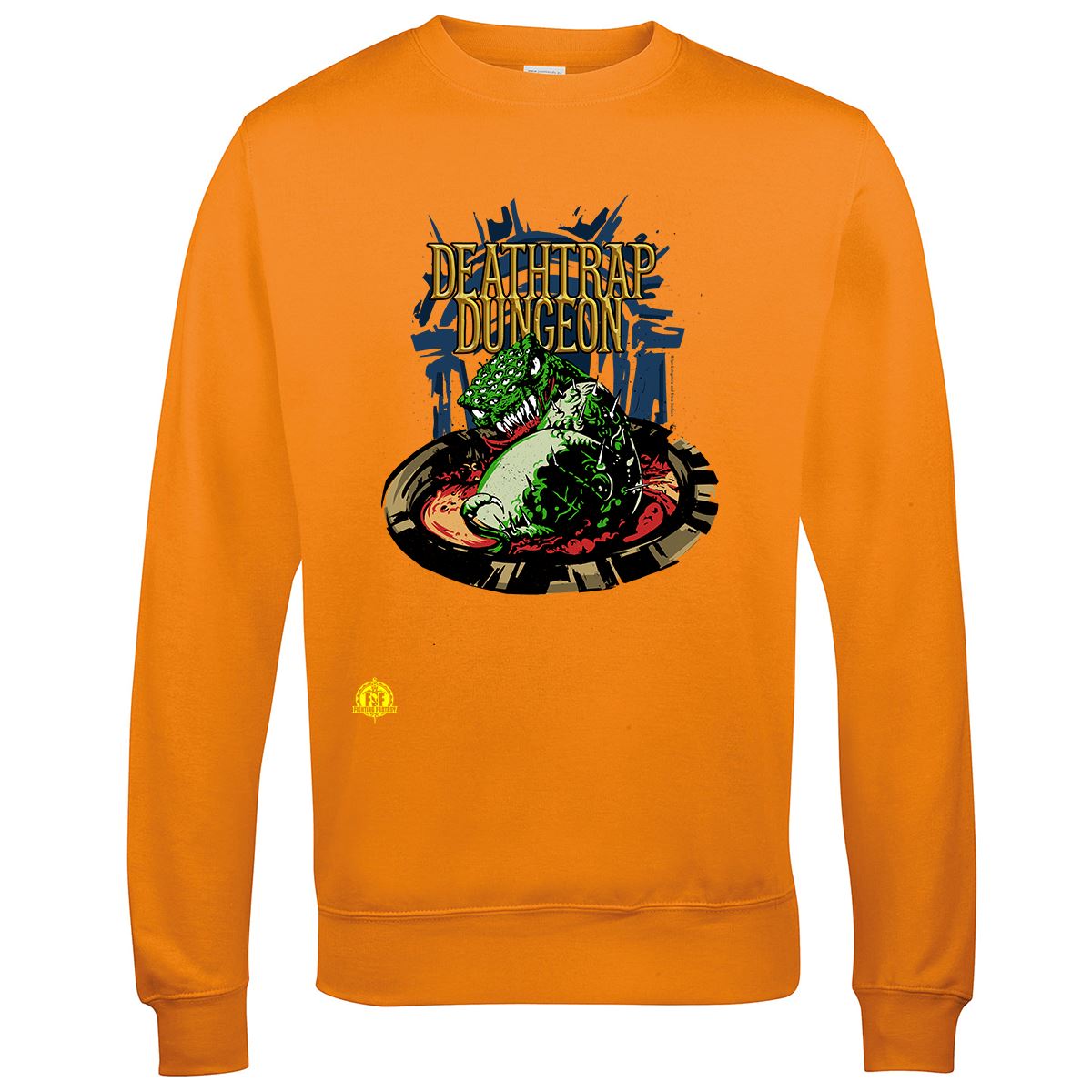 Fighting Fantasy Deathtrap Dungeon | Retro Gaming Sweatshirt Sweatshirt Seven Squared Small Orange Crush 