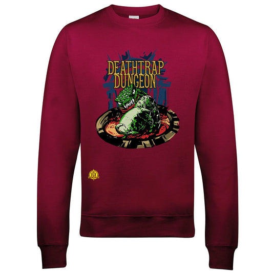 Fighting Fantasy Deathtrap Dungeon | Retro Gaming Sweatshirt Sweatshirt Seven Squared Small Burgundy 