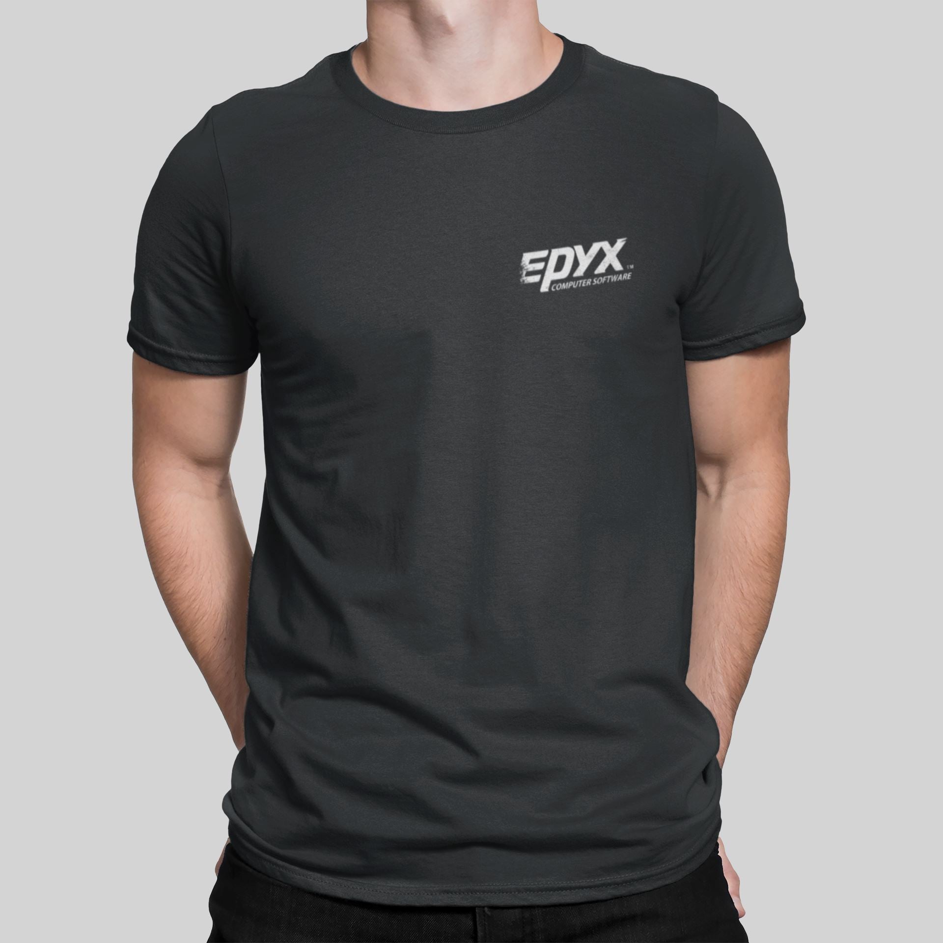 Epyx Software Pocket Print Retro Gaming T-Shirt T-Shirt Seven Squared Small 34-36" Black 
