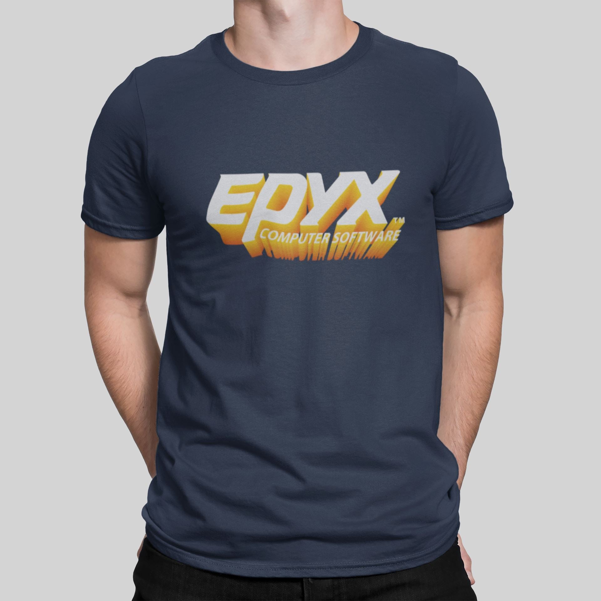 Epyx Software 3D Retro Gaming T-Shirt T-Shirt Seven Squared Small 34-36" Navy 
