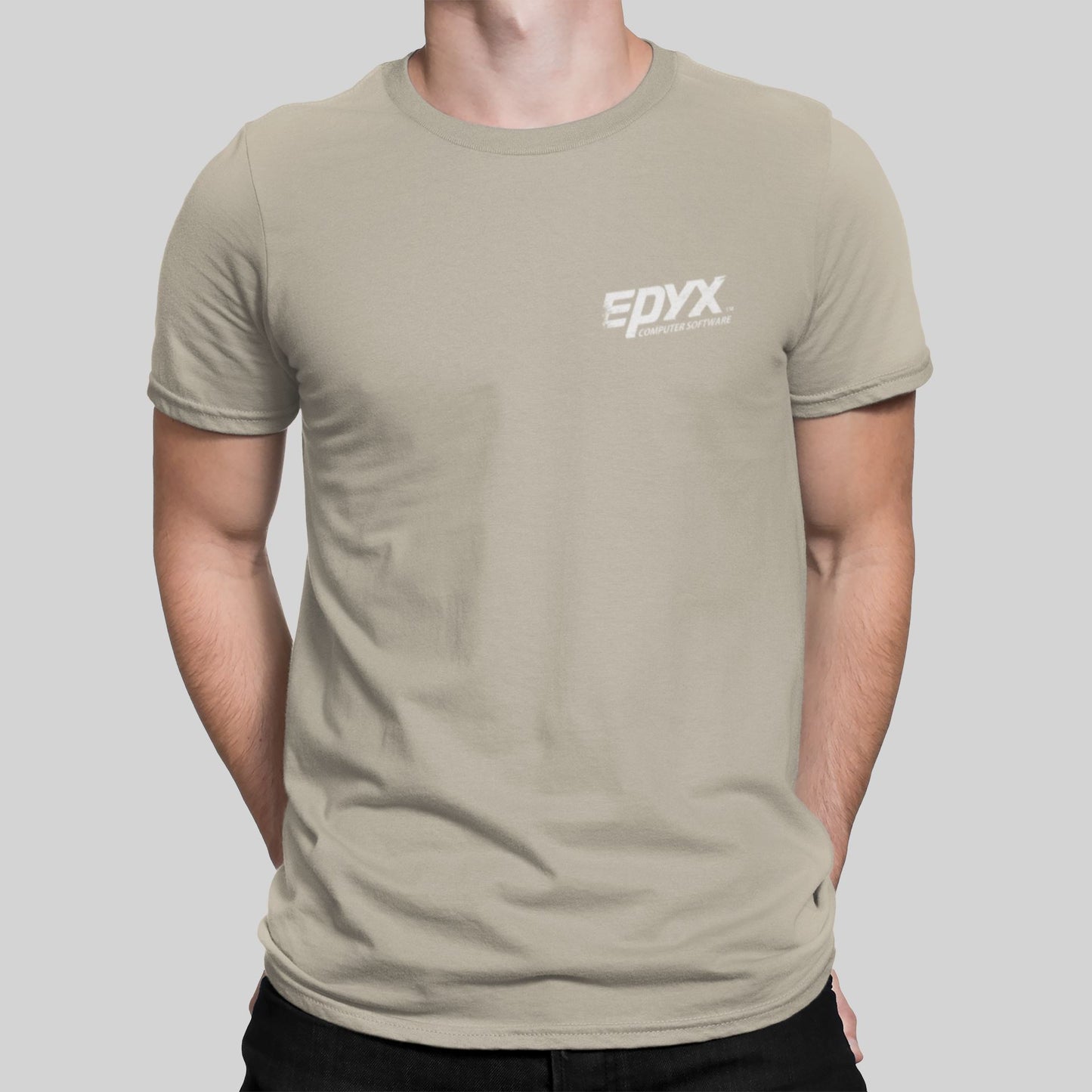 Epyx Software Pocket Print Retro Gaming T-Shirt T-Shirt Seven Squared Small 34-36" Sand 