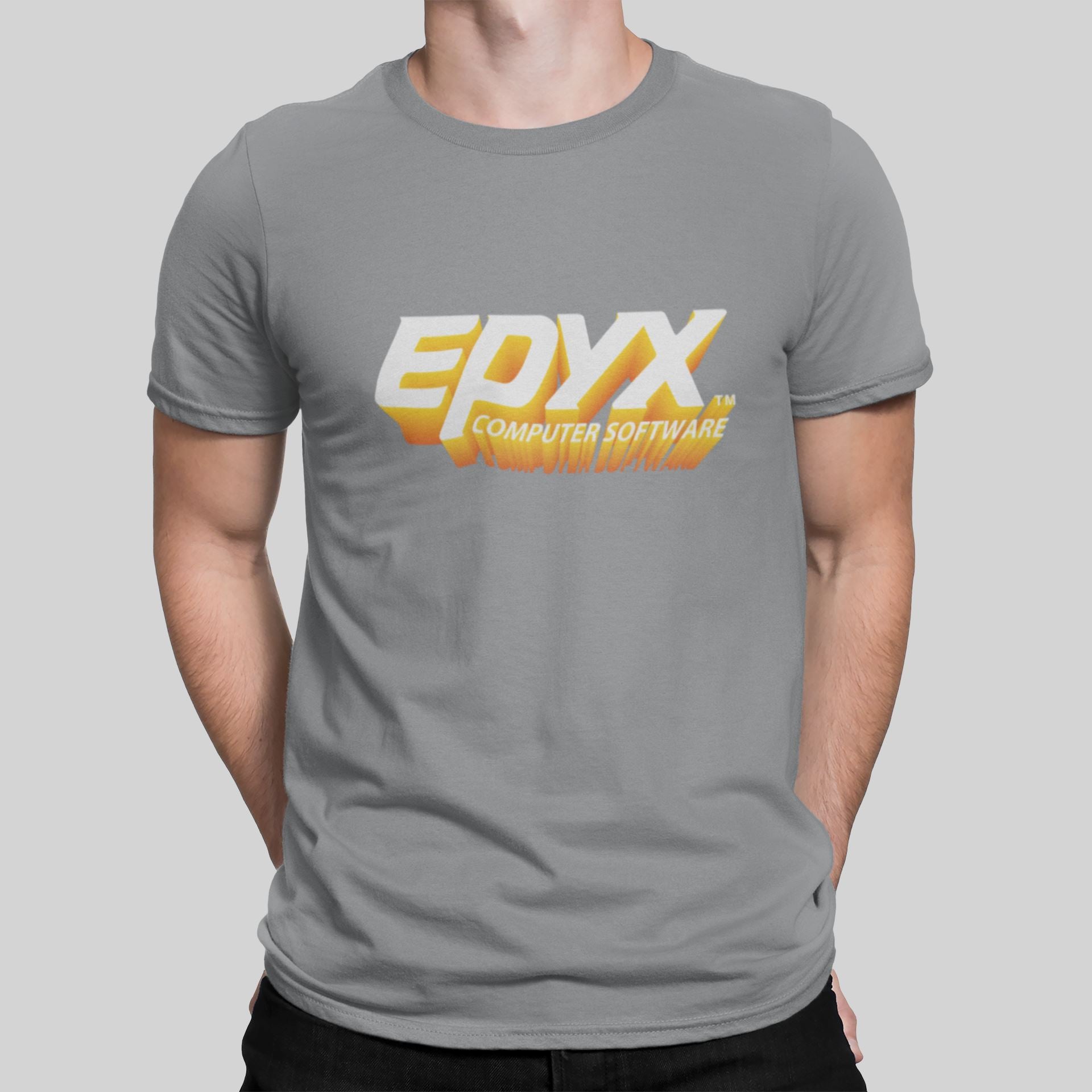 Epyx Software 3D Retro Gaming T-Shirt T-Shirt Seven Squared Small 34-36" Sport Grey 