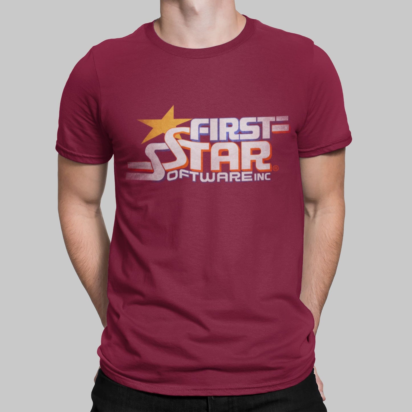 First Star Software Retro Gaming T-Shirt T-Shirt Seven Squared Small 34-36" Cardinal Red 