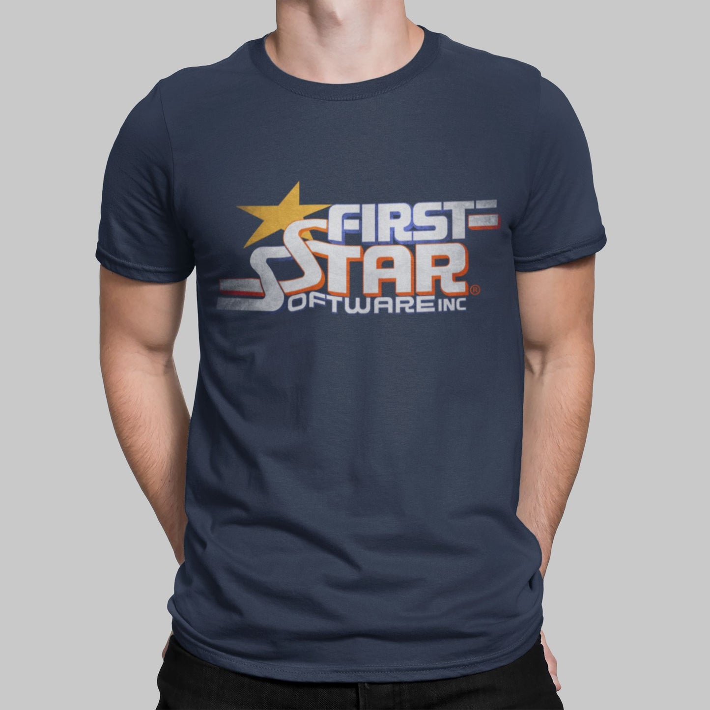 First Star Software Retro Gaming T-Shirt T-Shirt Seven Squared Small 34-36" Navy 