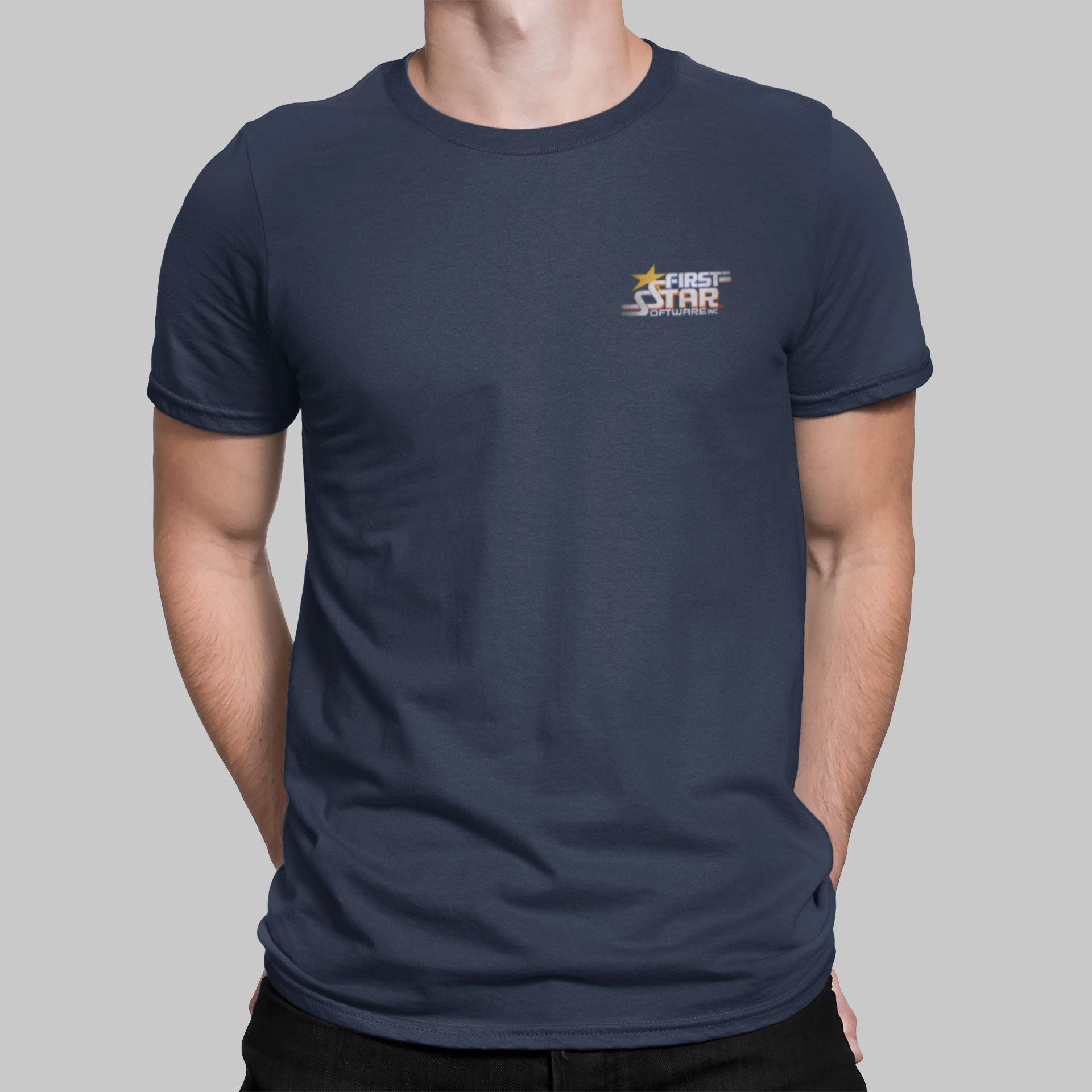 First Star Software Pocket Print Retro Gaming T-Shirt T-Shirt Seven Squared Small 34-36" Navy 