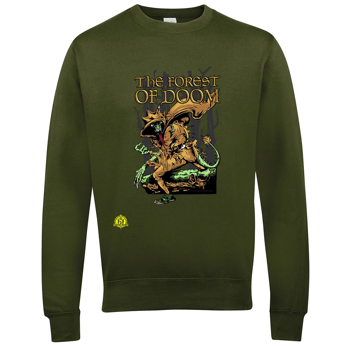 Fighting Fantasy Forest Of Doom | Retro Gaming Sweatshirt Sweatshirt Seven Squared Small Olive Green 