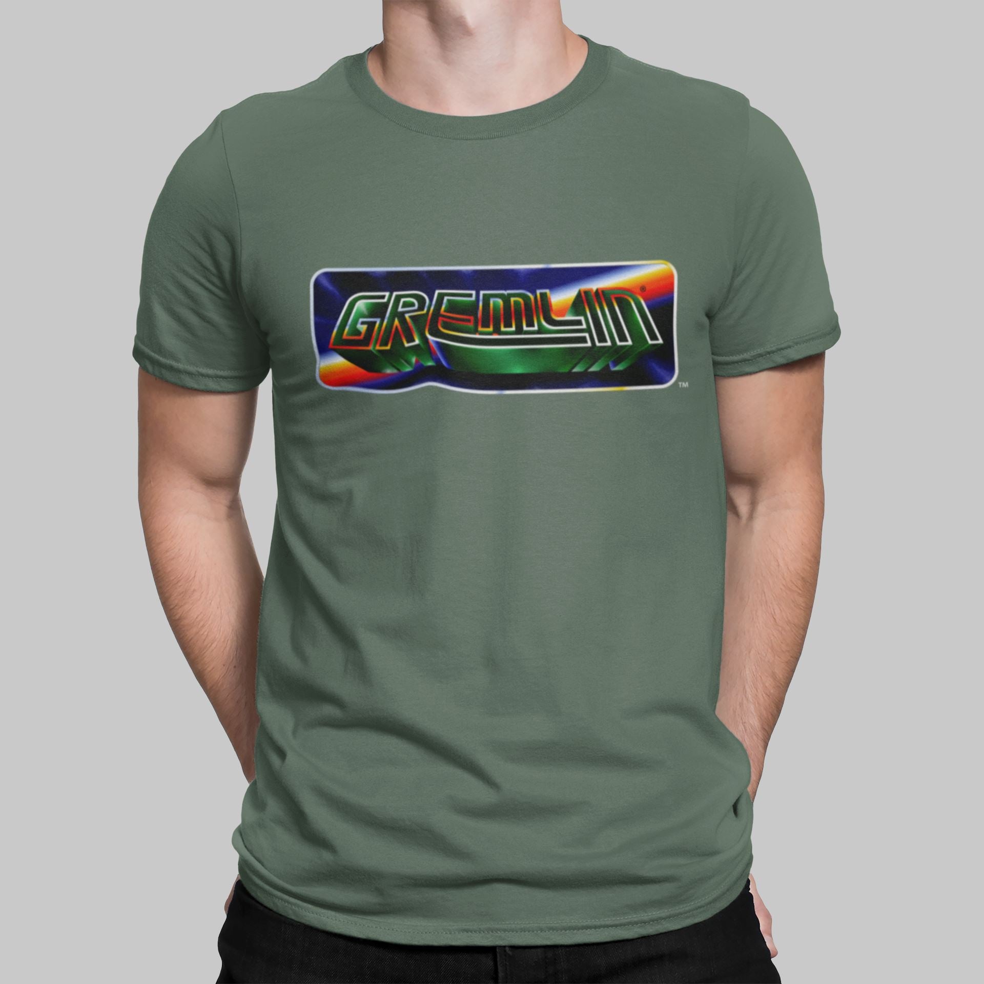 Gremlin Graphics Retro Gaming T-Shirt T-Shirt Seven Squared Small 34-36" Military Green 