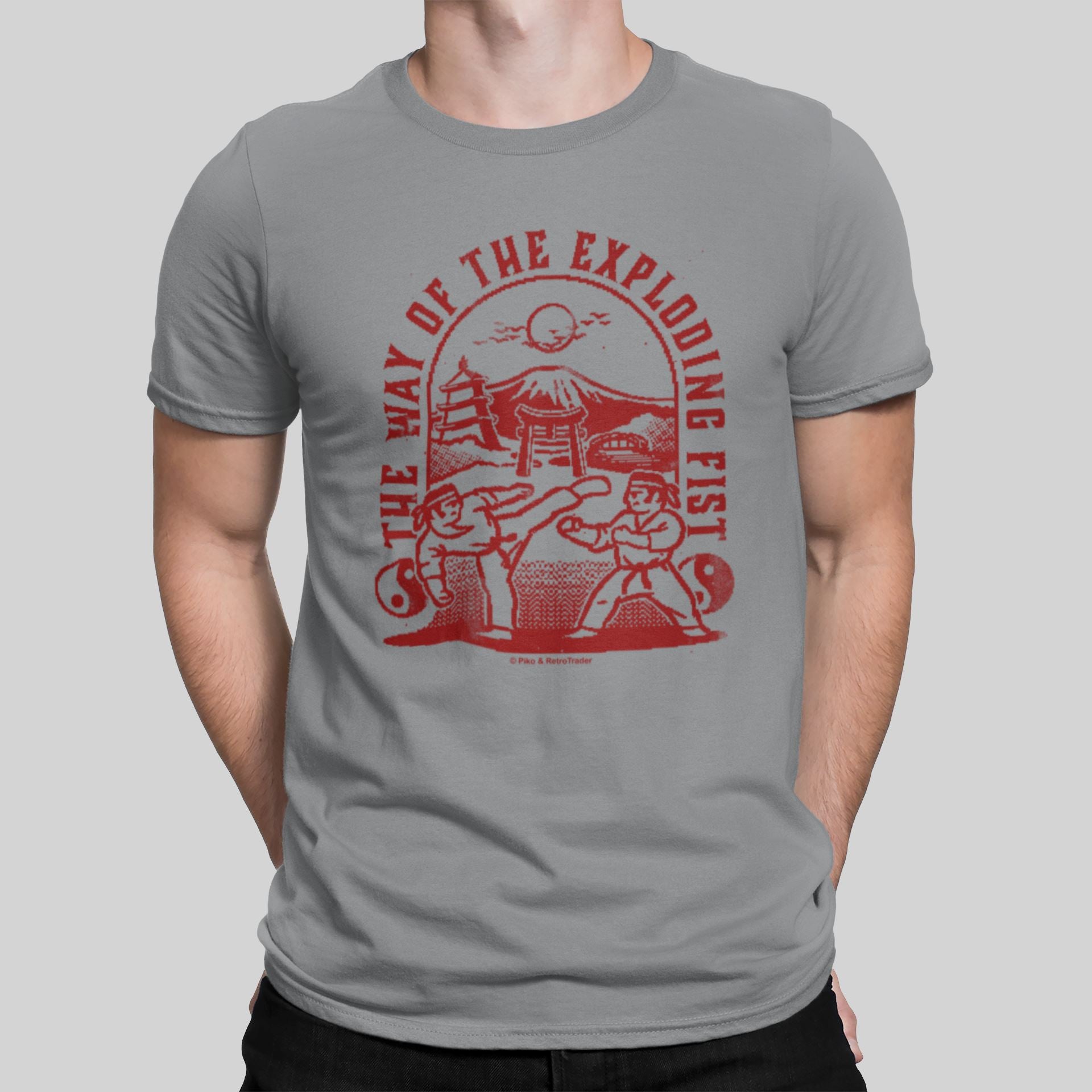 Way Of The Exploding Fist Sunbeam Retro Gaming T-Shirt T-Shirt Seven Squared Small 34-36" Grey 