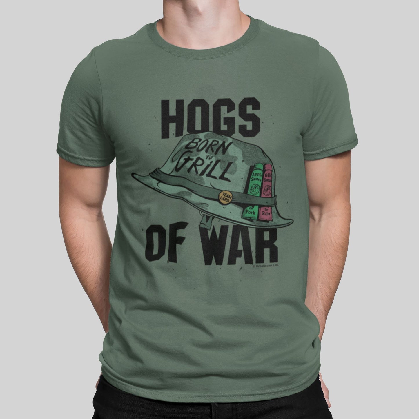 Hogs of War Retro Gaming T-Shirt T-Shirt Seven Squared Small 34-36" Military Green 