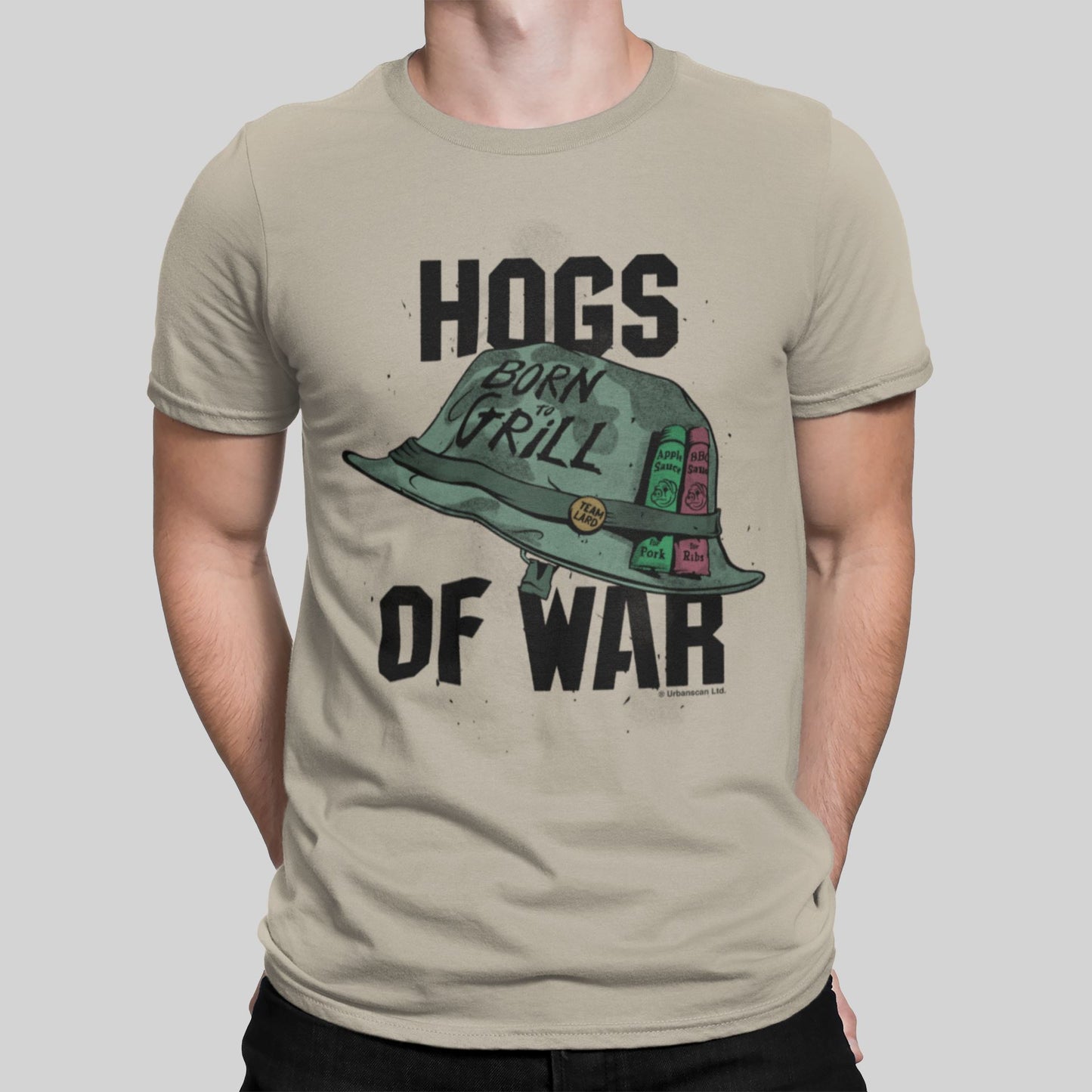 Hogs of War Retro Gaming T-Shirt T-Shirt Seven Squared Small 34-36" Sand 