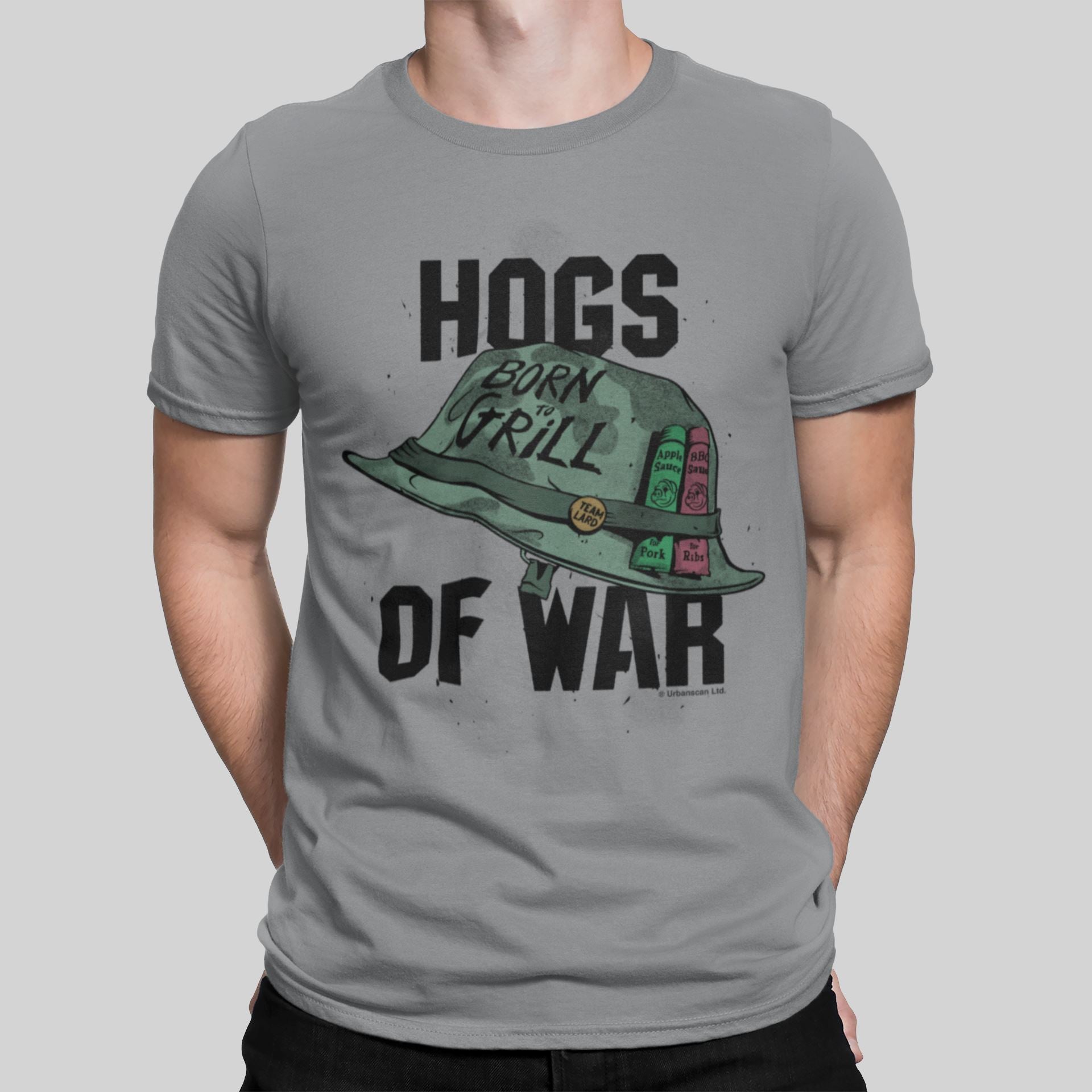 Hogs of War Retro Gaming T-Shirt T-Shirt Seven Squared Small 34-36" Sport Grey 