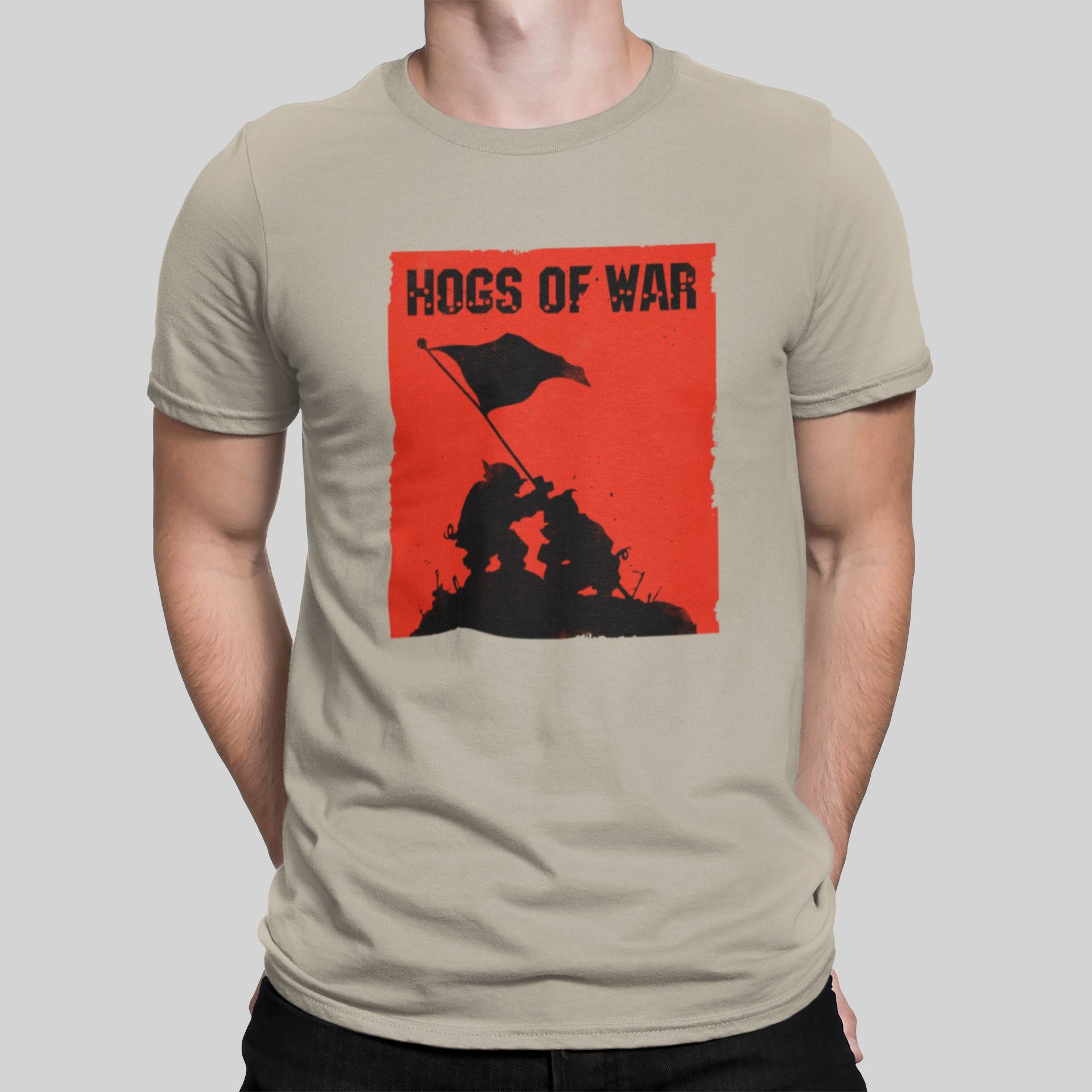 Hogs of War Raising The Flag Retro Gaming T-Shirt T-Shirt Seven Squared Small 34-36" Sand 