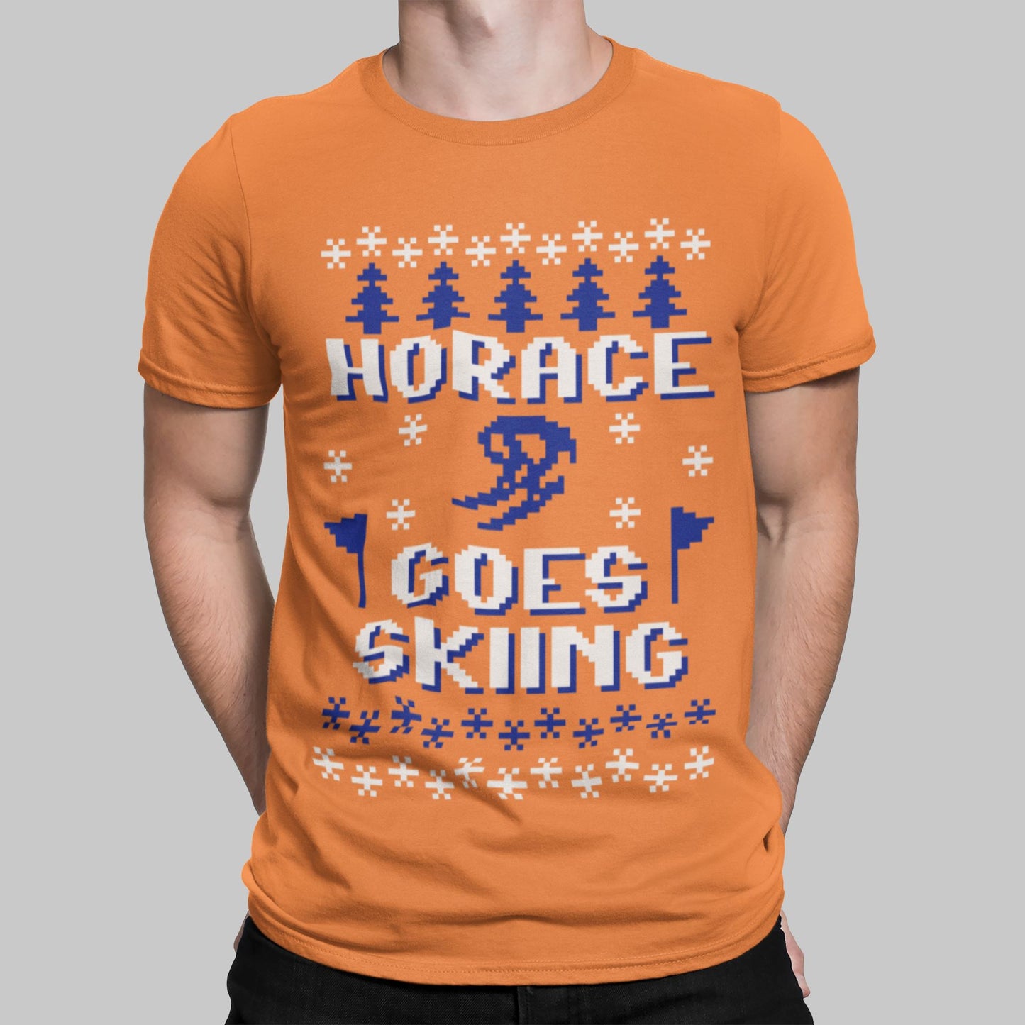 Horace Goes Skiing Retro Gaming T-Shirt T-Shirt Seven Squared Small 34-36" Tangerine 